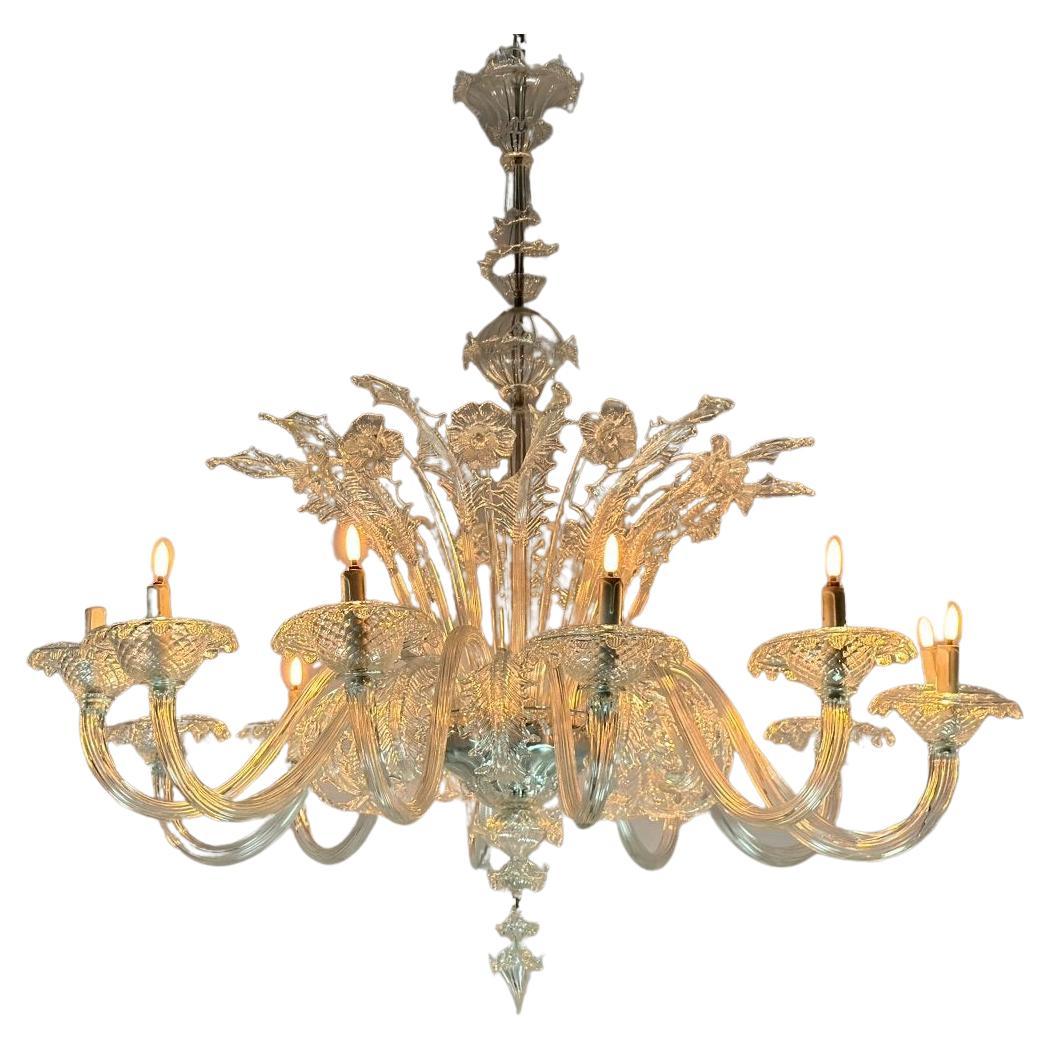 Large Chandelier in Murano Glass 12 Arms of Light, circa 1950 For Sale at 1stDibs