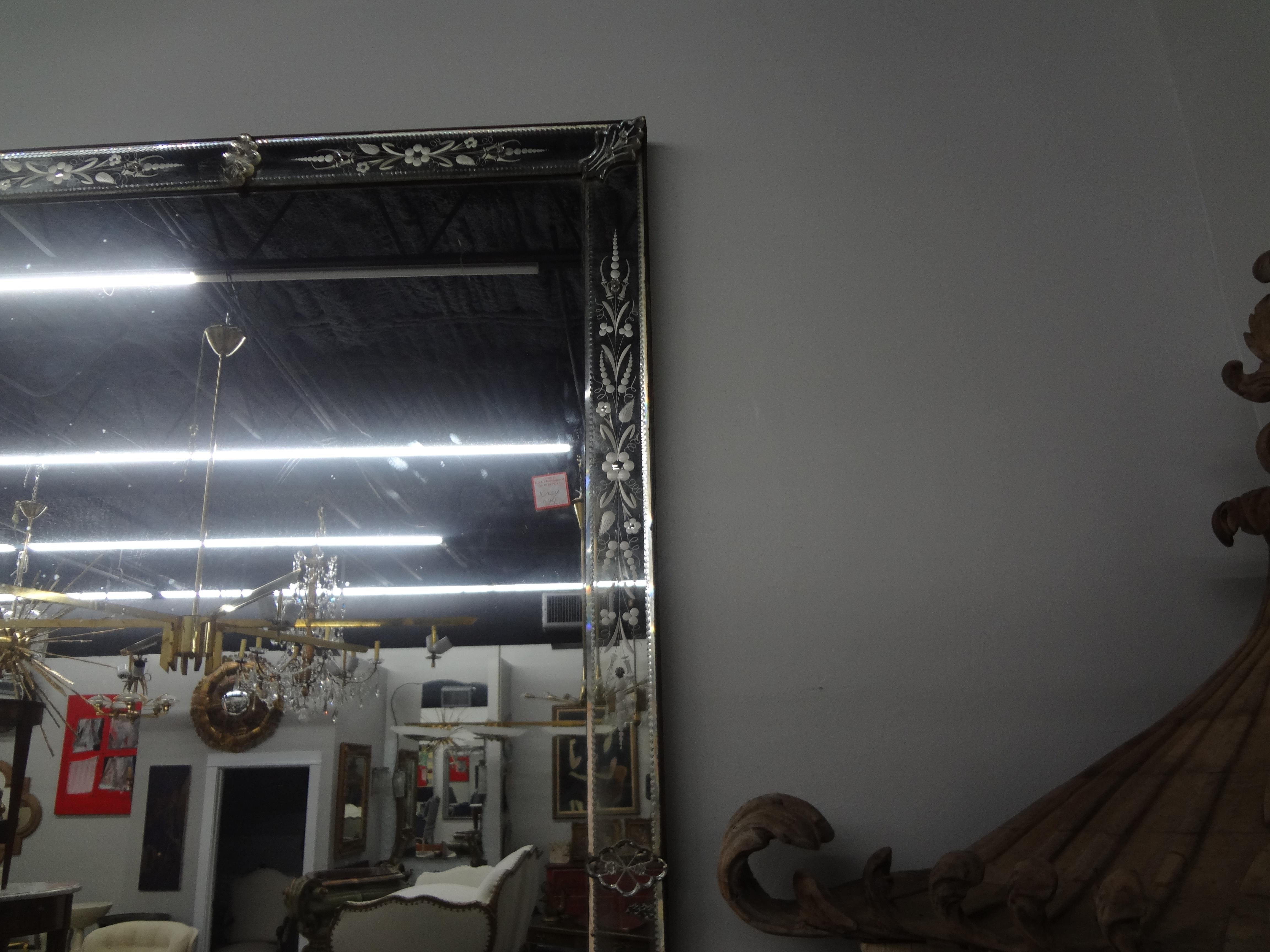Large Venetian Etched Beveled Mirror For Sale 1