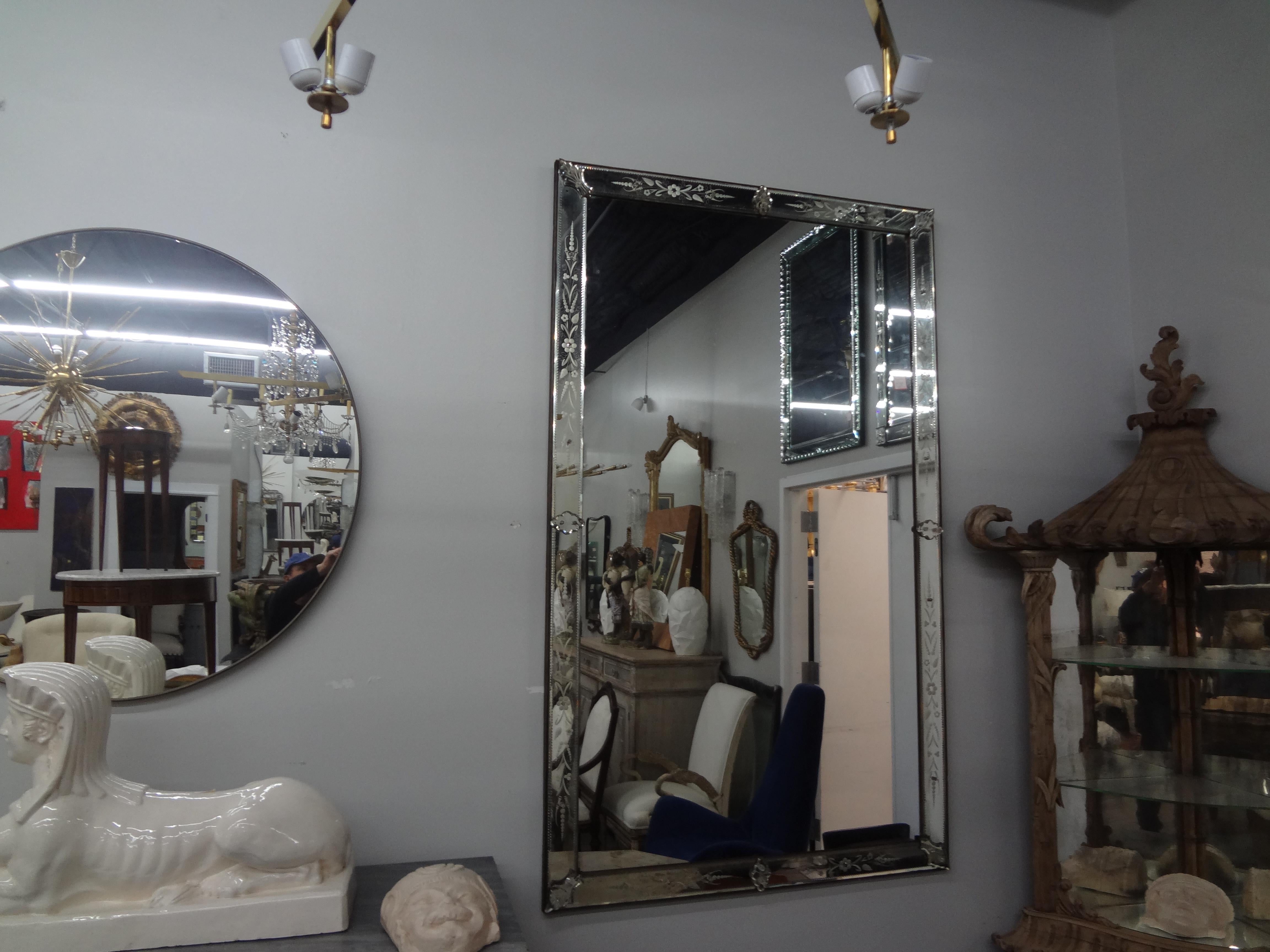 Large Venetian Etched Beveled Mirror For Sale 3