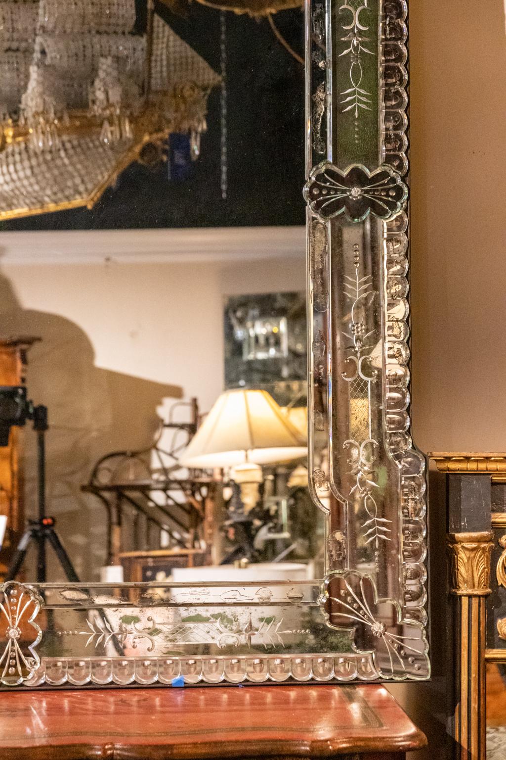 Early 20th Century Large Venetian Mirror For Sale