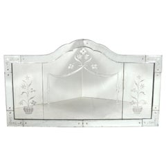 Large Venetian Mirror with Etched Floral Decoration