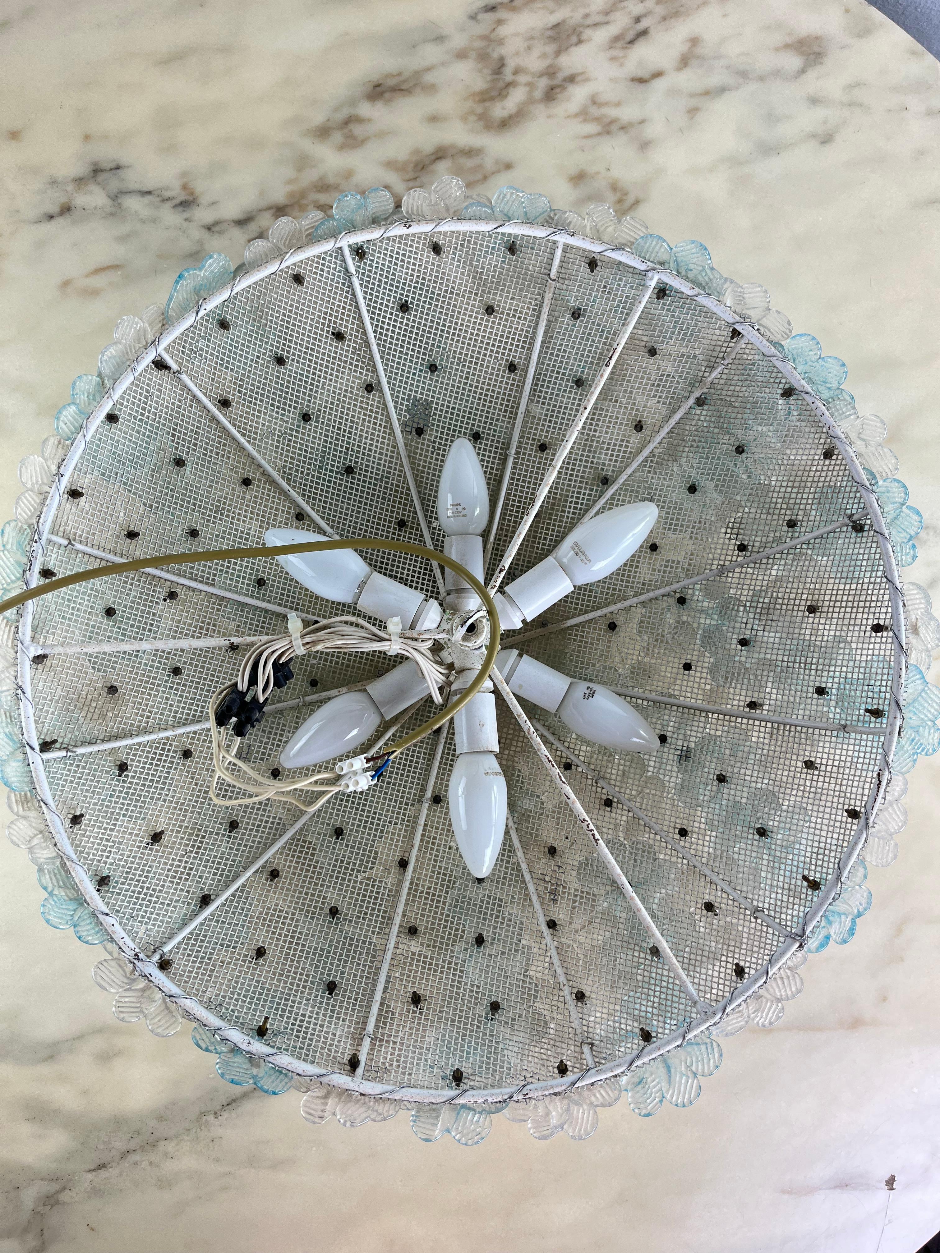 Large Venetian Murano Glass Ceiling Light Mid-Century Barovier & Toso 1950s  For Sale 5
