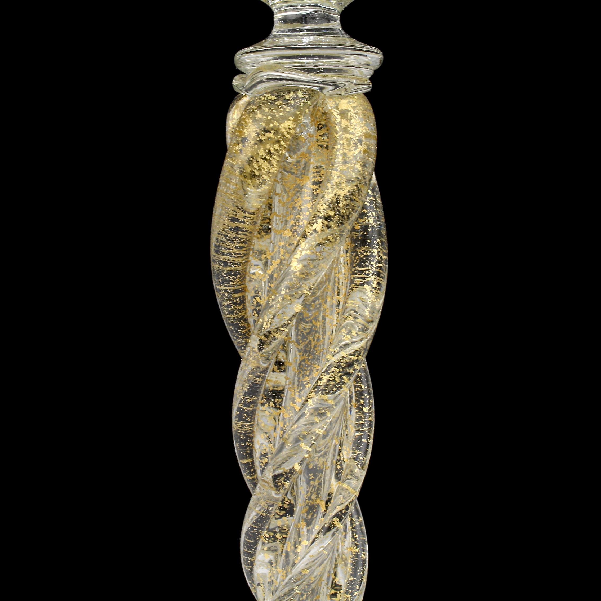 Large Venetian Murano Glass Gold Fleck Compote or Tazza Attributed to Salviati For Sale 1