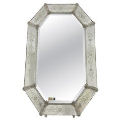 Large Venetian Murano glass Wall Mirror, 1950s, "Vetri Murano" label.