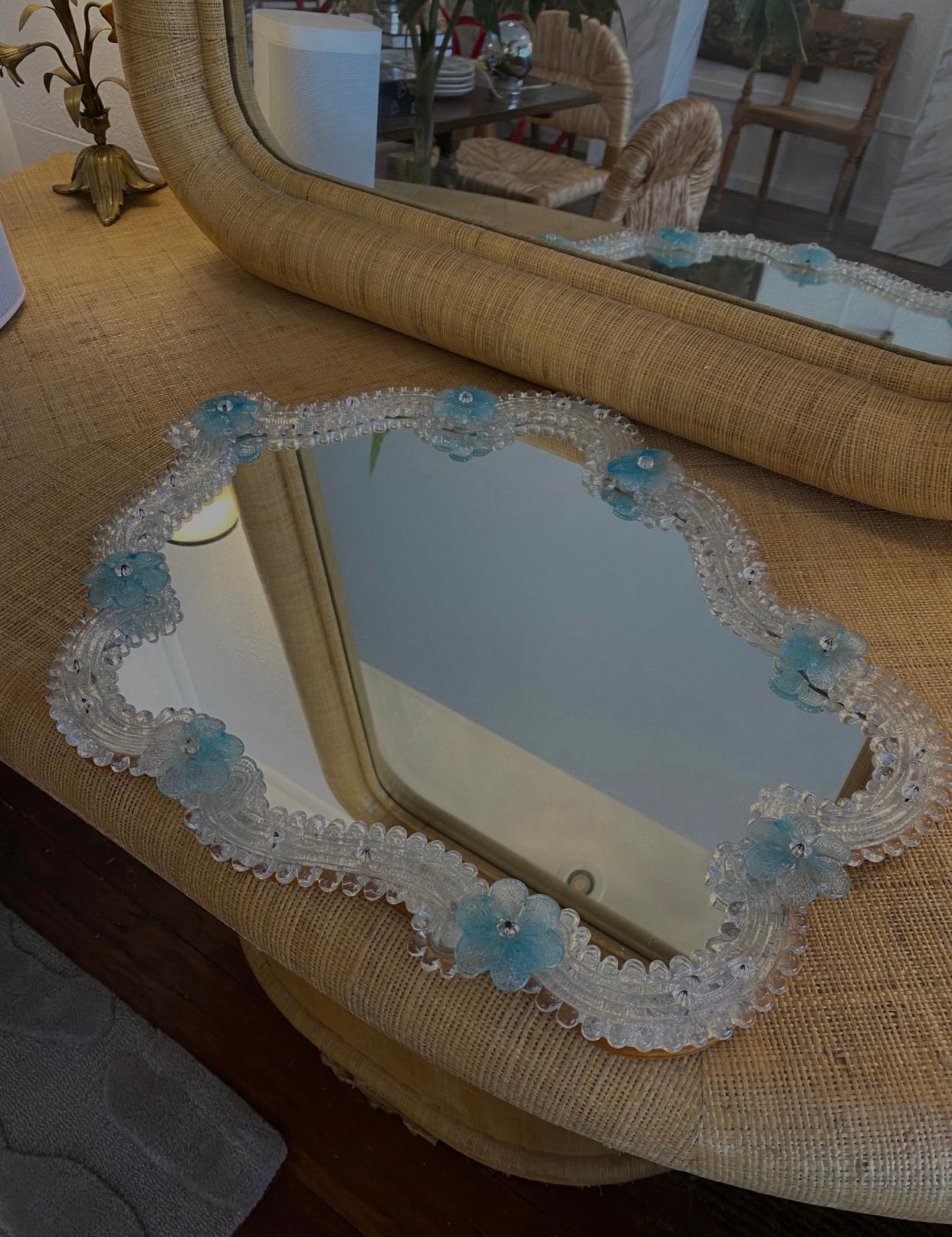 Italian Large Venetian Murano Mirror For Sale