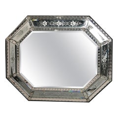 Large Venetian Parclose Etched Wall Mirror, 20th Century