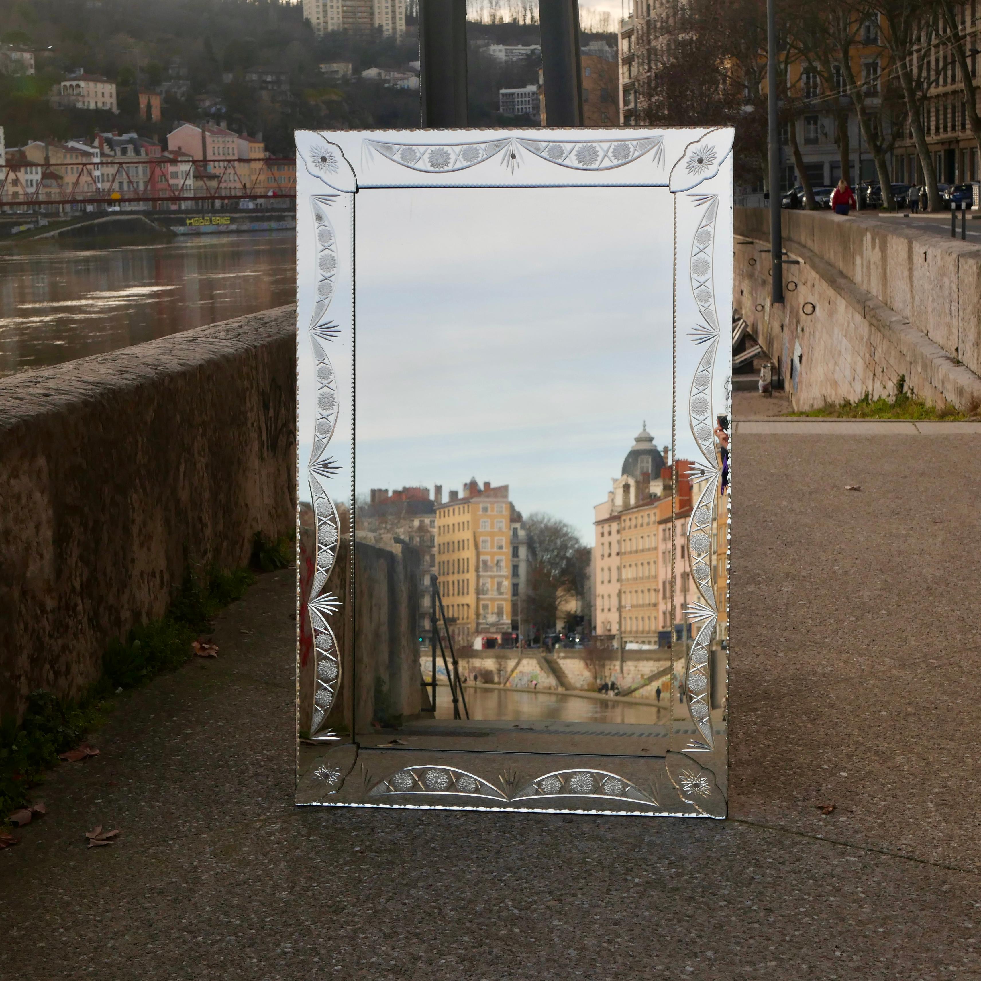 Italian Large Venetian style mirror from Italy, 1960s For Sale