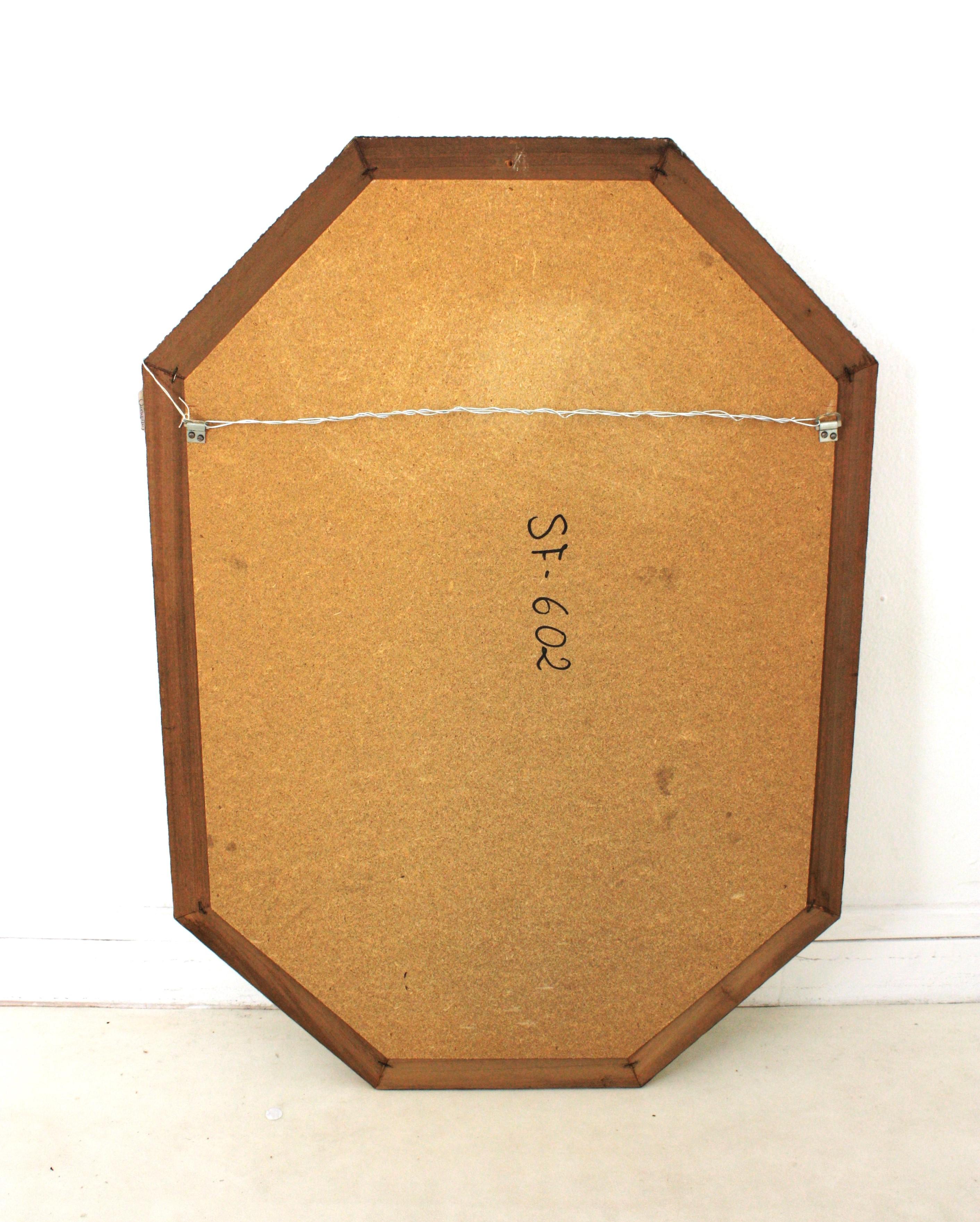 Large Venetian Style Octagonal Mirror with Brass Details For Sale 5