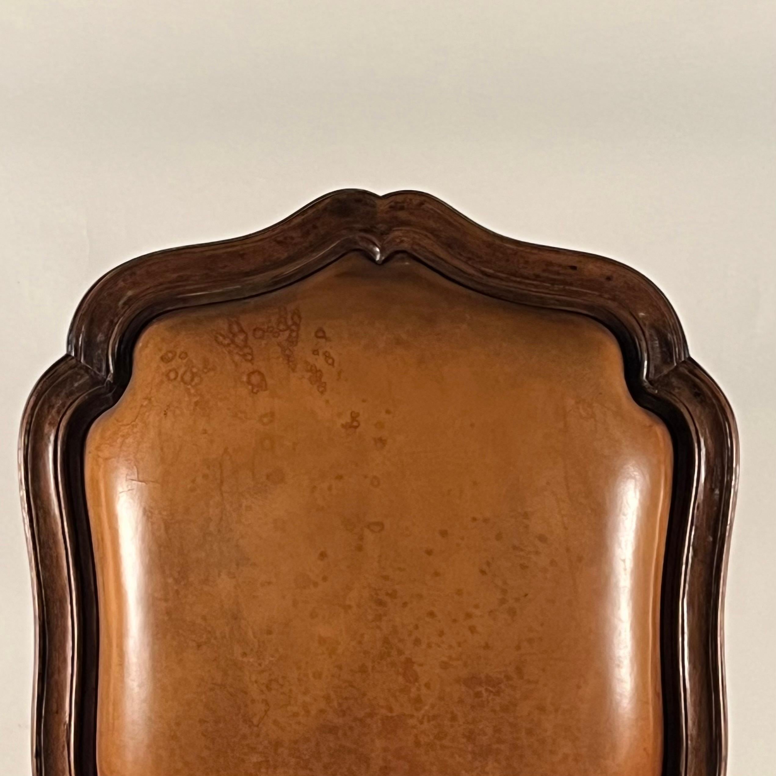 Leather Large Venetian Walnut Chair by Therien Studio Workshops For Sale