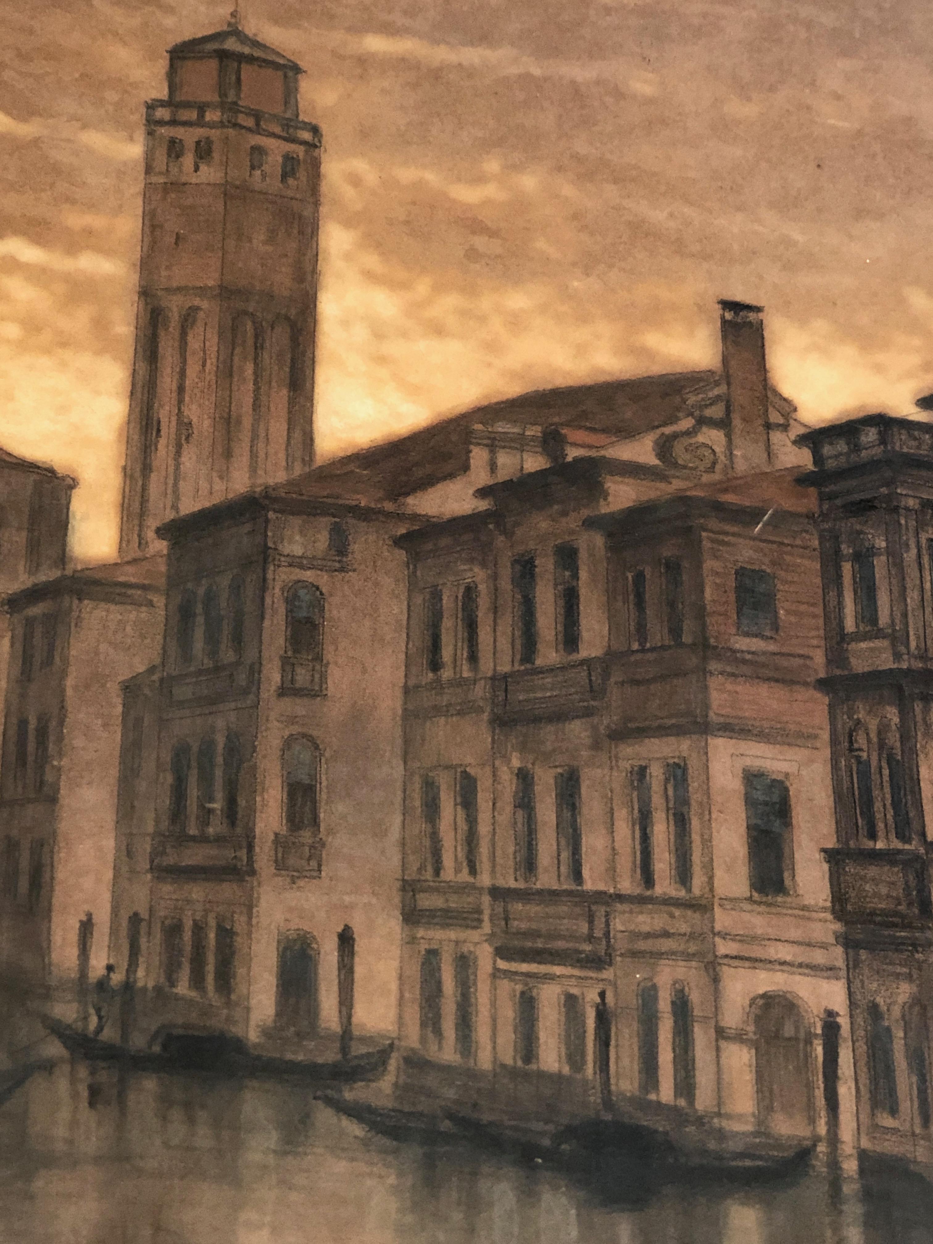 Grande vue de Venise, signée par François Stroobant '1819-1916'. en vente 3
