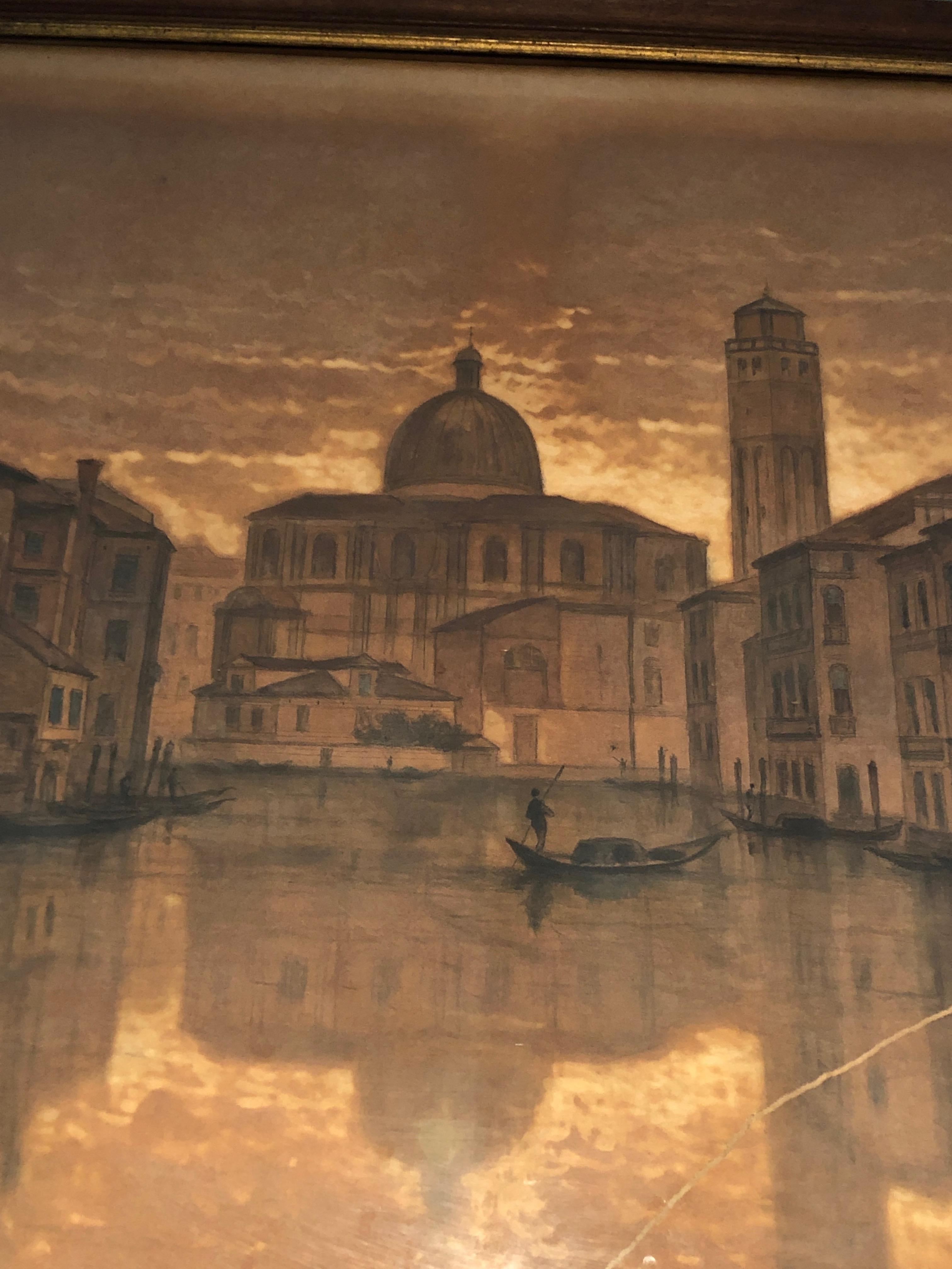 Grande vue de Venise, signée par François Stroobant '1819-1916'. en vente 6