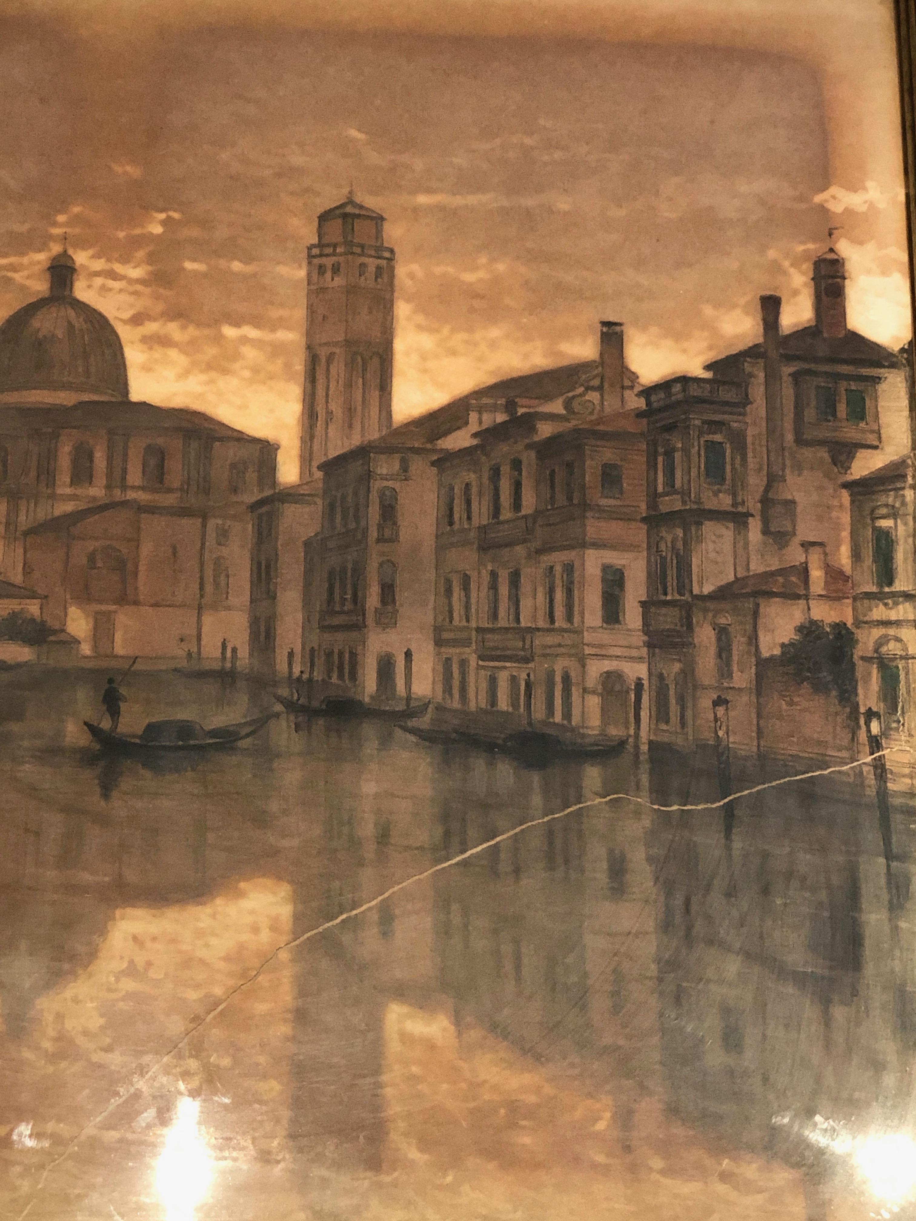 Grande vue de Venise, signée par François Stroobant '1819-1916'. en vente 9