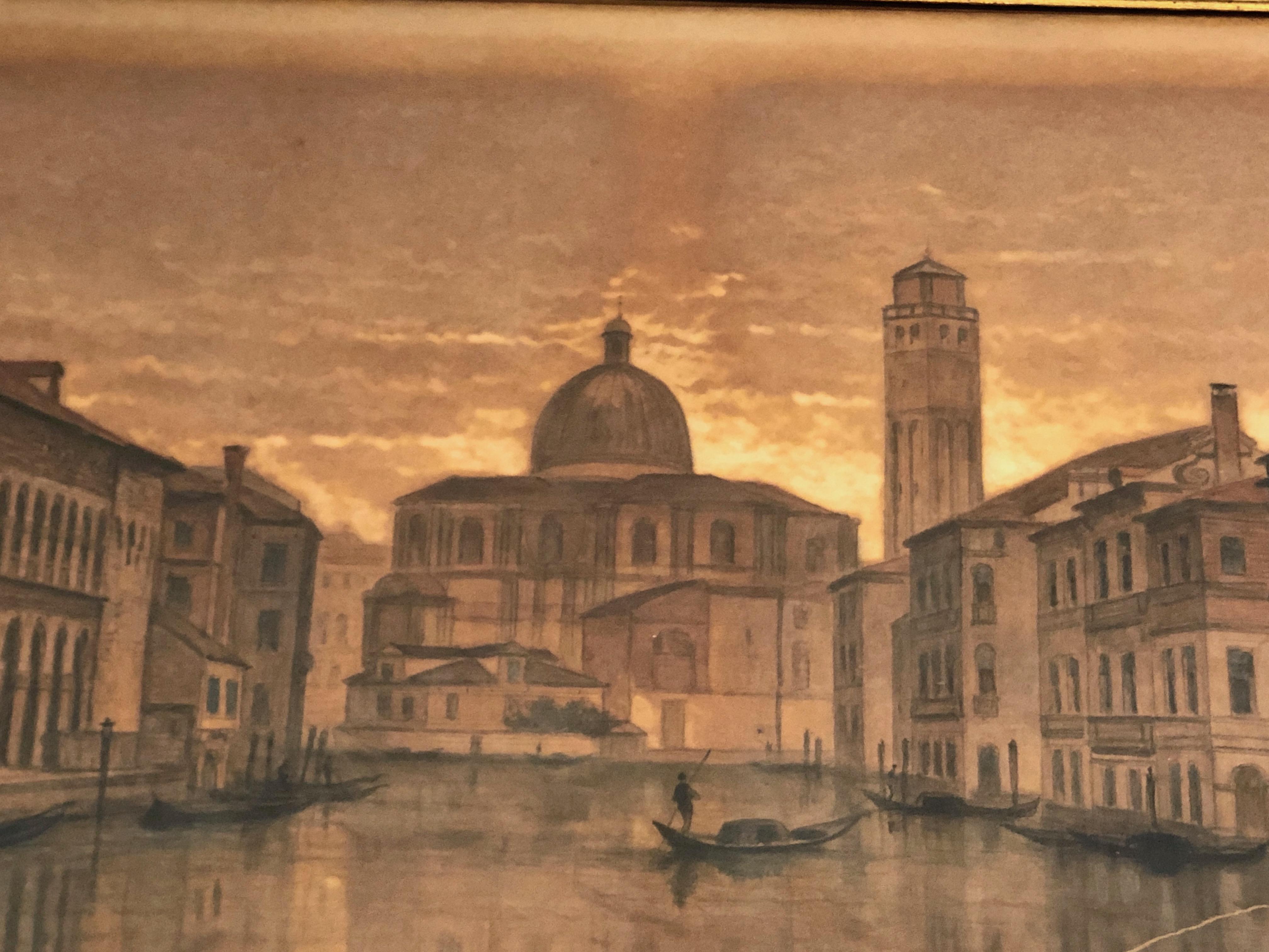 Grande vue de Venise, signée par François Stroobant '1819-1916'. en vente 10