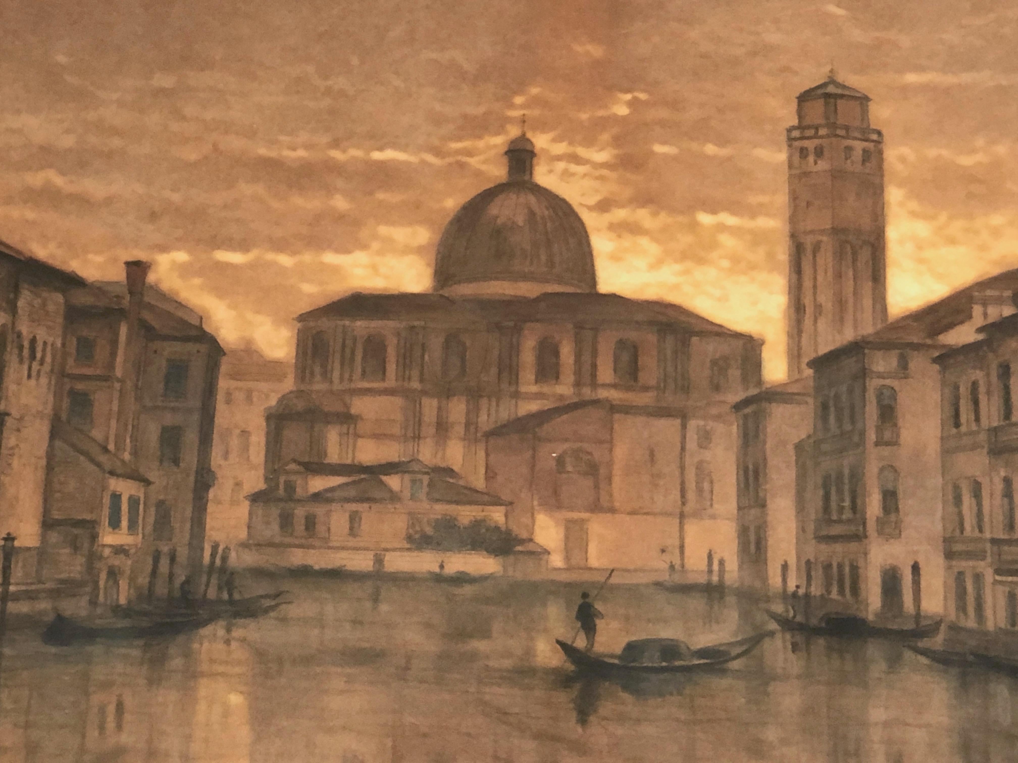 Grande vue de Venise, signée par François Stroobant '1819-1916'. en vente 11