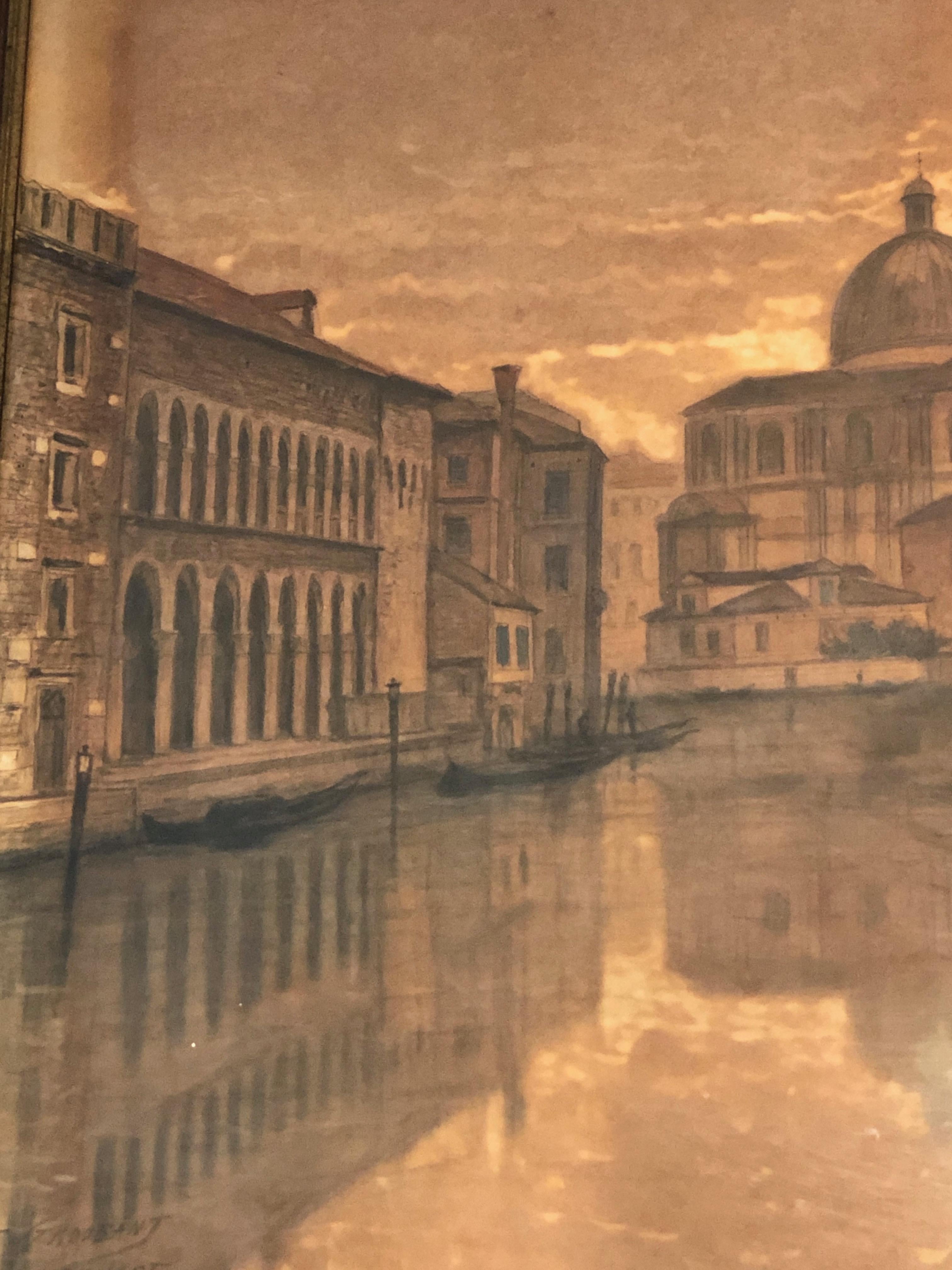 Napoléon III Grande vue de Venise, signée par François Stroobant '1819-1916'. en vente