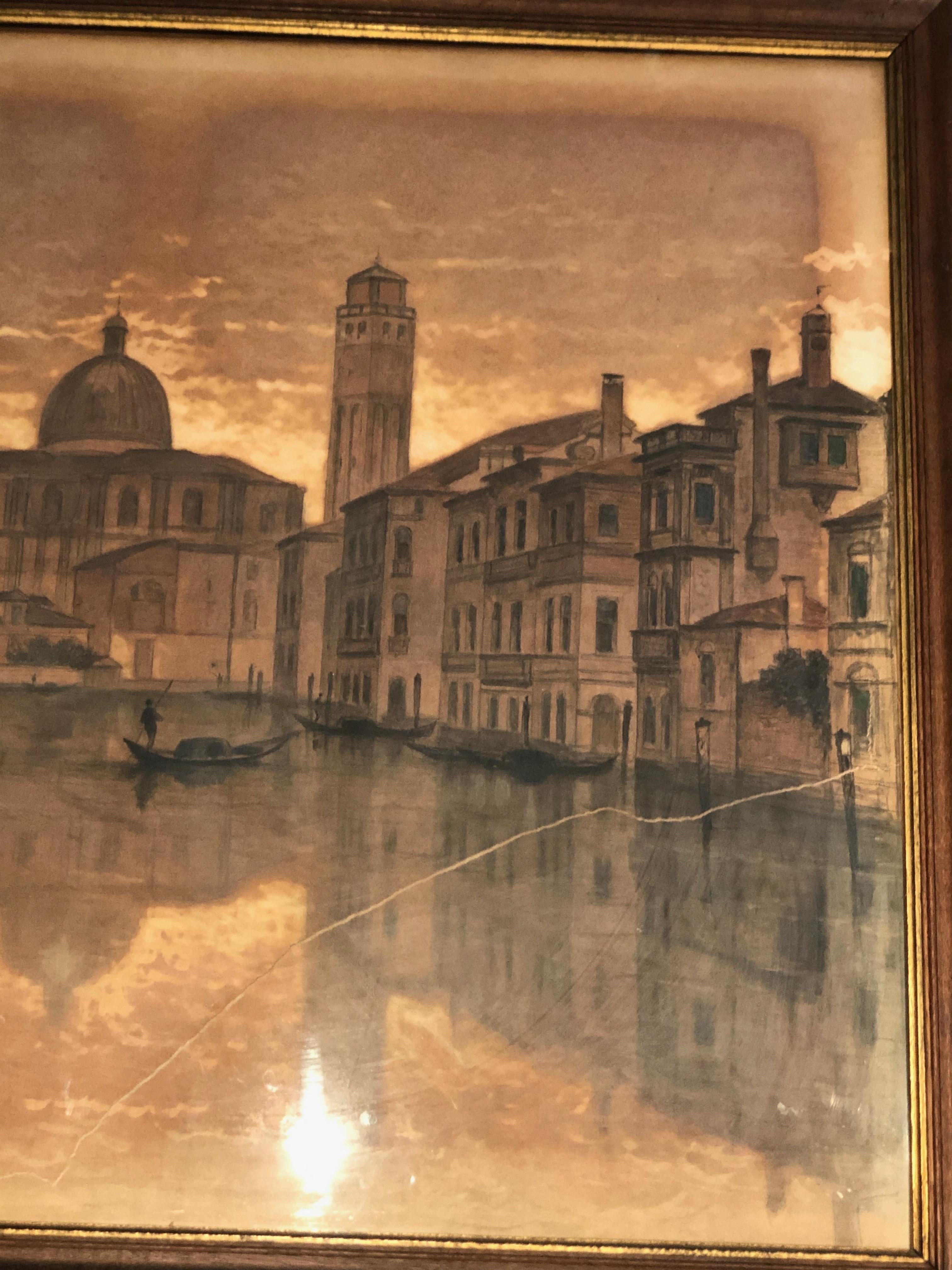 Début du XIXe siècle Grande vue de Venise, signée par François Stroobant 