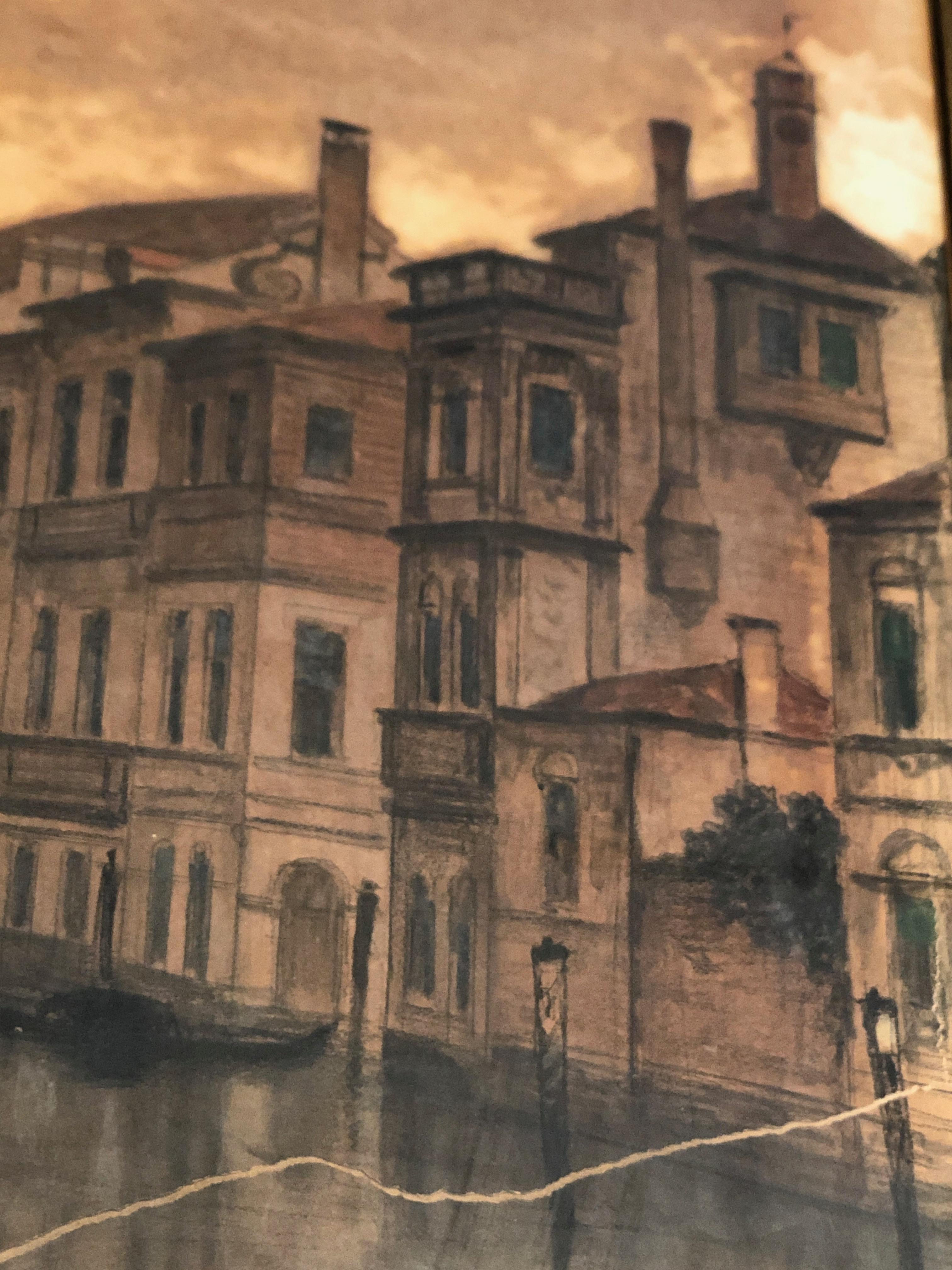 Canvas Large Venice View, Signed by François Stroobant '1819-1916' For Sale