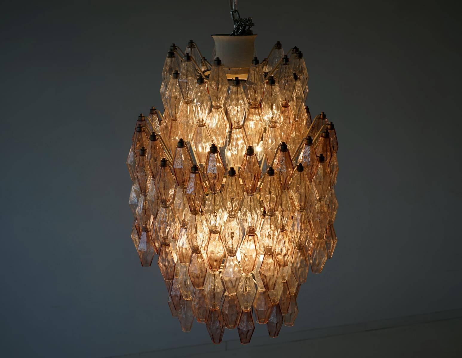 Italian Large Polyhedr Venini Glass Chandelier Lamp Light Poliedri by Carlo Scarpa