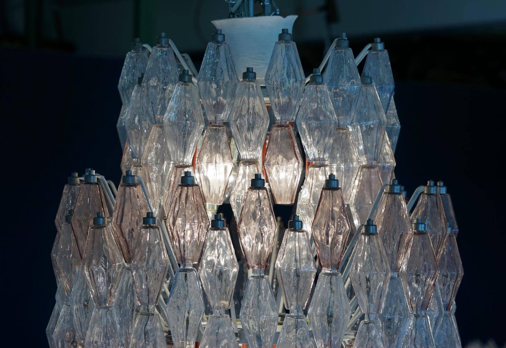 Mid-20th Century Large Polyhedr Venini Glass Chandelier Lamp Light Poliedri by Carlo Scarpa