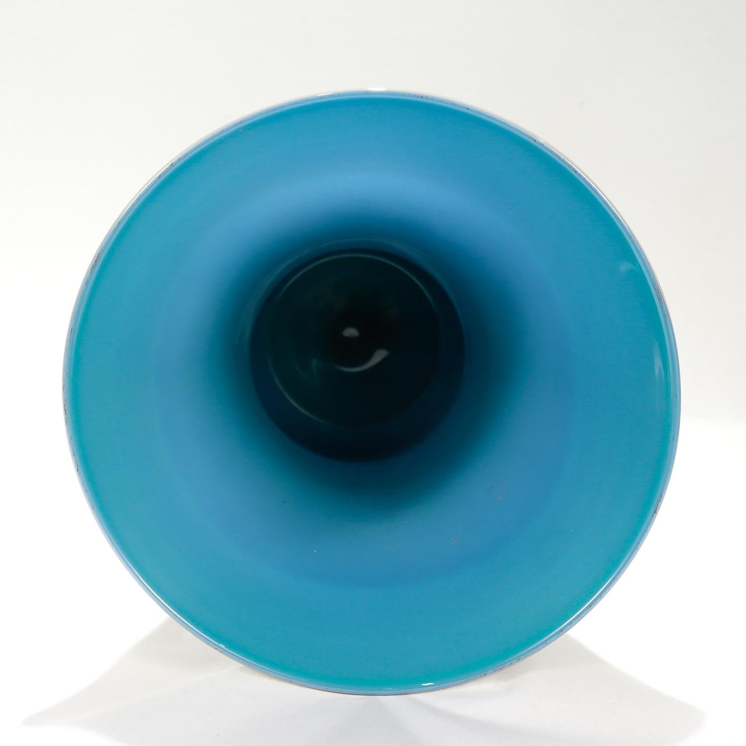 Vaso grande in vetro oro e blu Laguna di Venini di Tomaso Buzzi in vendita 4