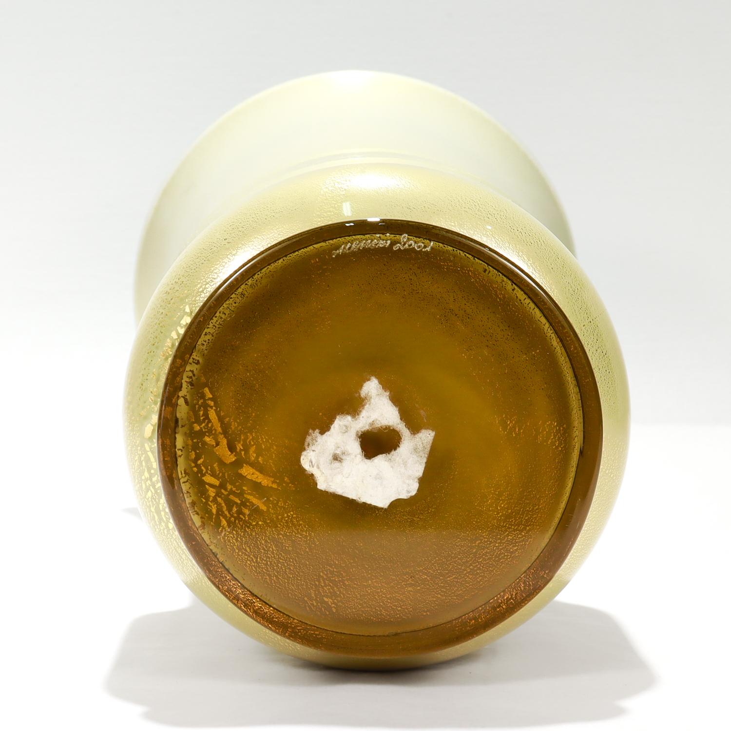 Vaso grande in vetro oro e blu Laguna di Venini di Tomaso Buzzi in vendita 6