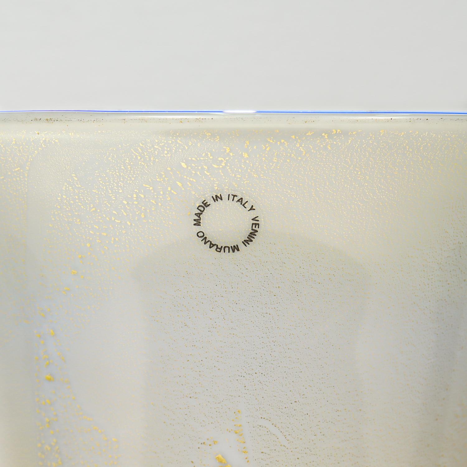 Vaso grande in vetro oro e blu Laguna di Venini di Tomaso Buzzi in vendita 7