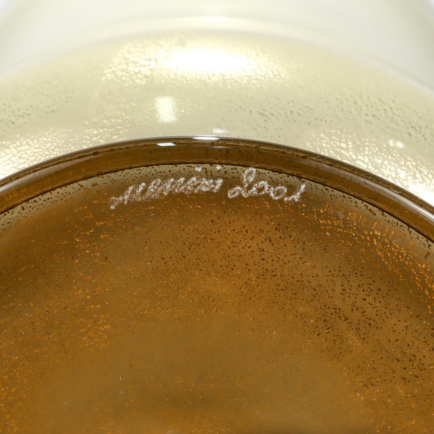 Vaso grande in vetro oro e blu Laguna di Venini di Tomaso Buzzi in vendita 8