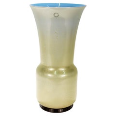 Vaso grande in vetro oro e blu Laguna di Venini di Tomaso Buzzi