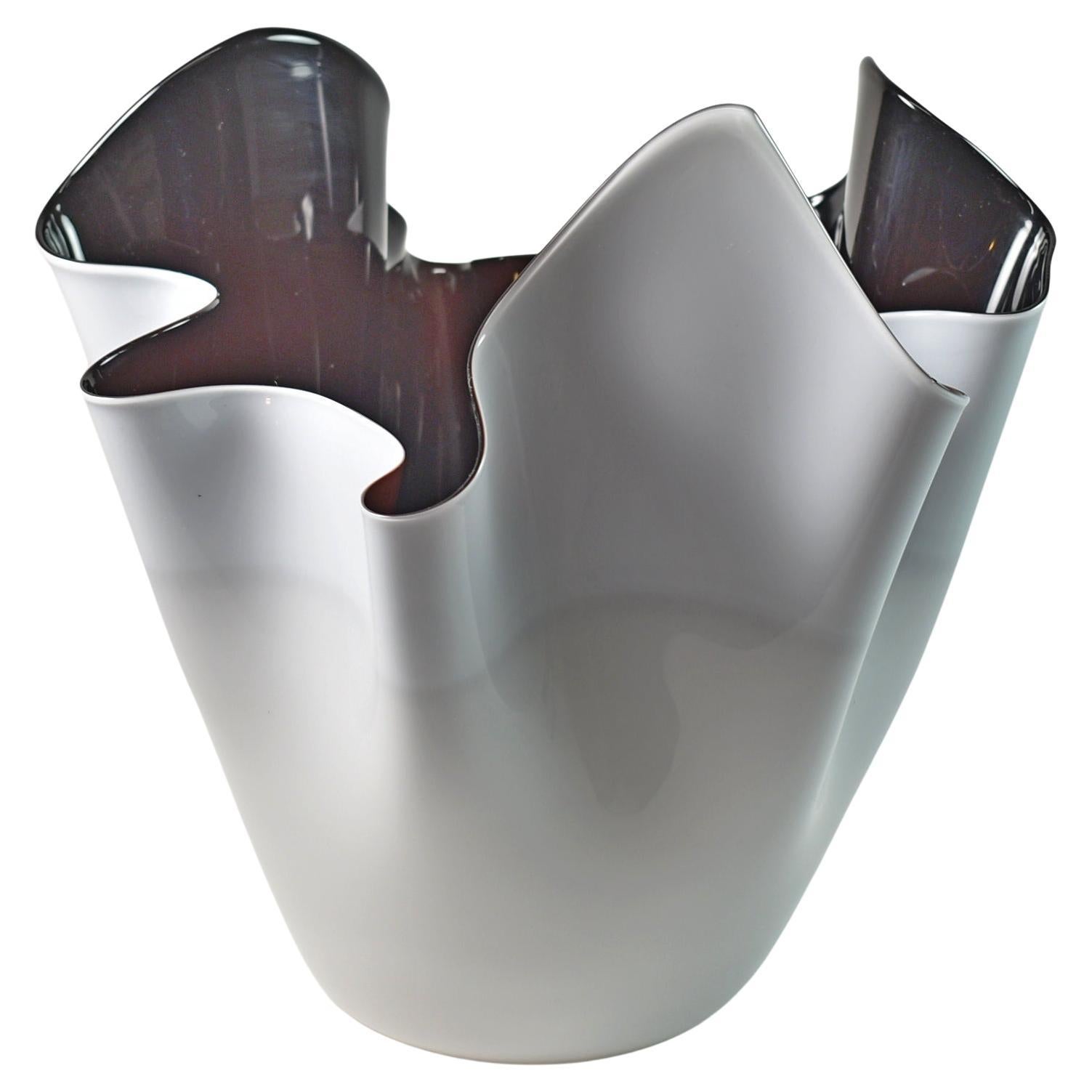 Große Venini-Vase aus italienischem Kunstglas „Fazzoletto“ mit Taschentuch von Fulvio Bianconi im Angebot