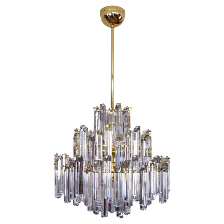 Grand lustre Venini Mid Century Italian Modern Triedri Murano Glass ...