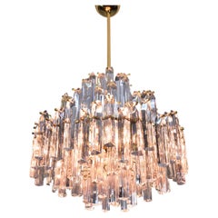 Large Venini Mid Century Italian Modern Triedri Murano Glass Chandelier