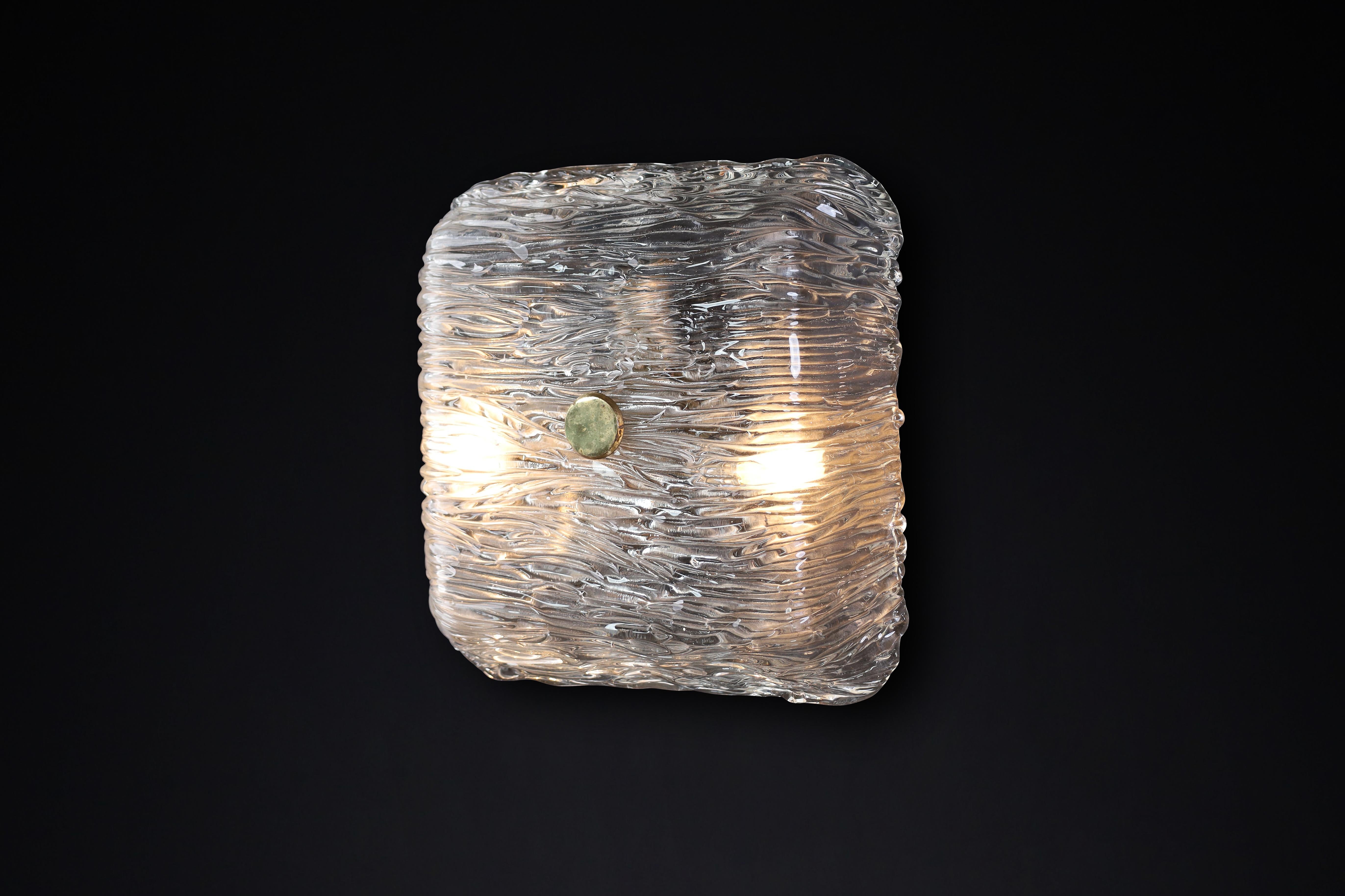 Italian Large Venini Murano Flush Mount Wall lights from the Bambù series,  Italy 1950 For Sale