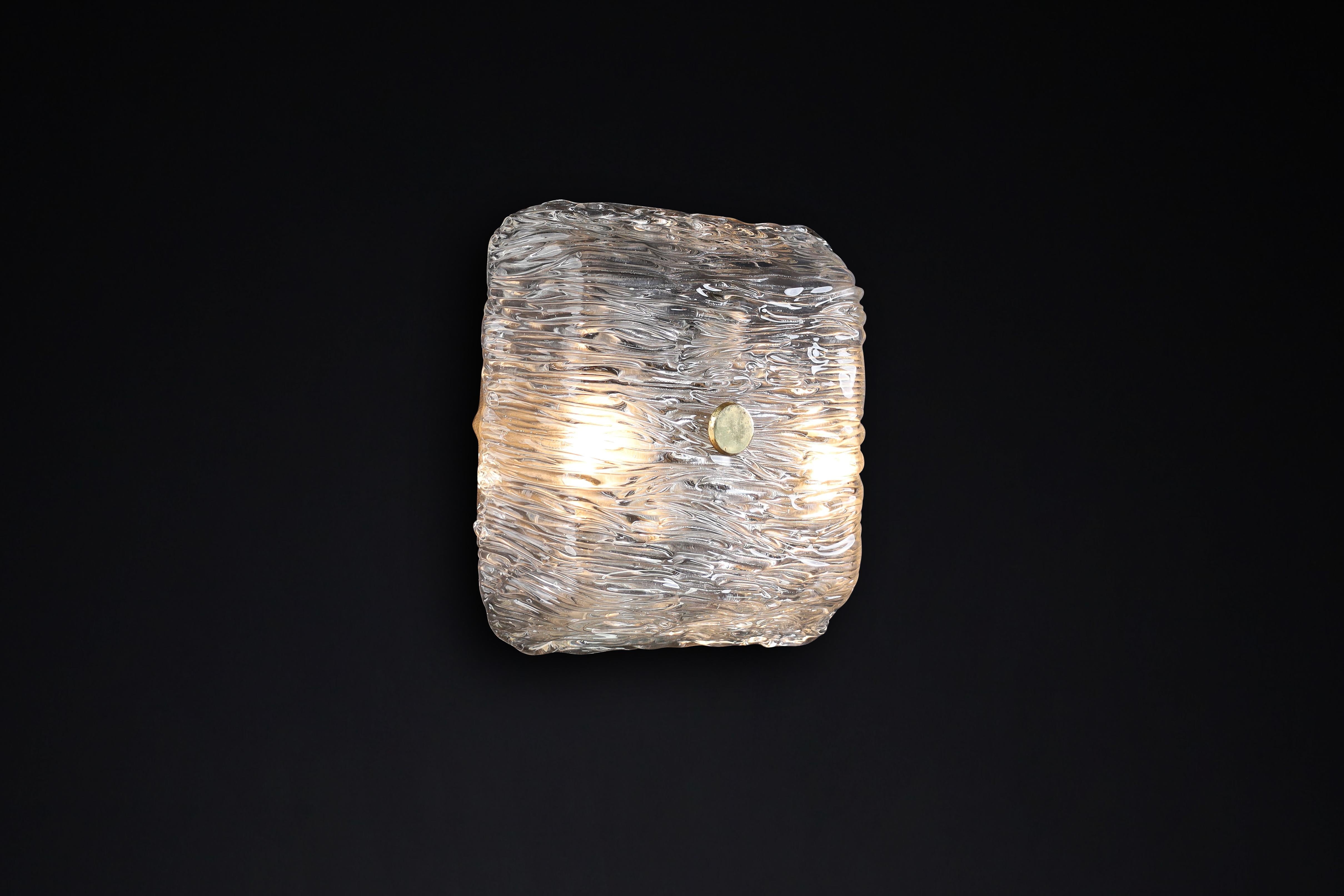 Mid-20th Century Large Venini Murano Flush Mount Wall lights from the Bambù series,  Italy 1950 For Sale