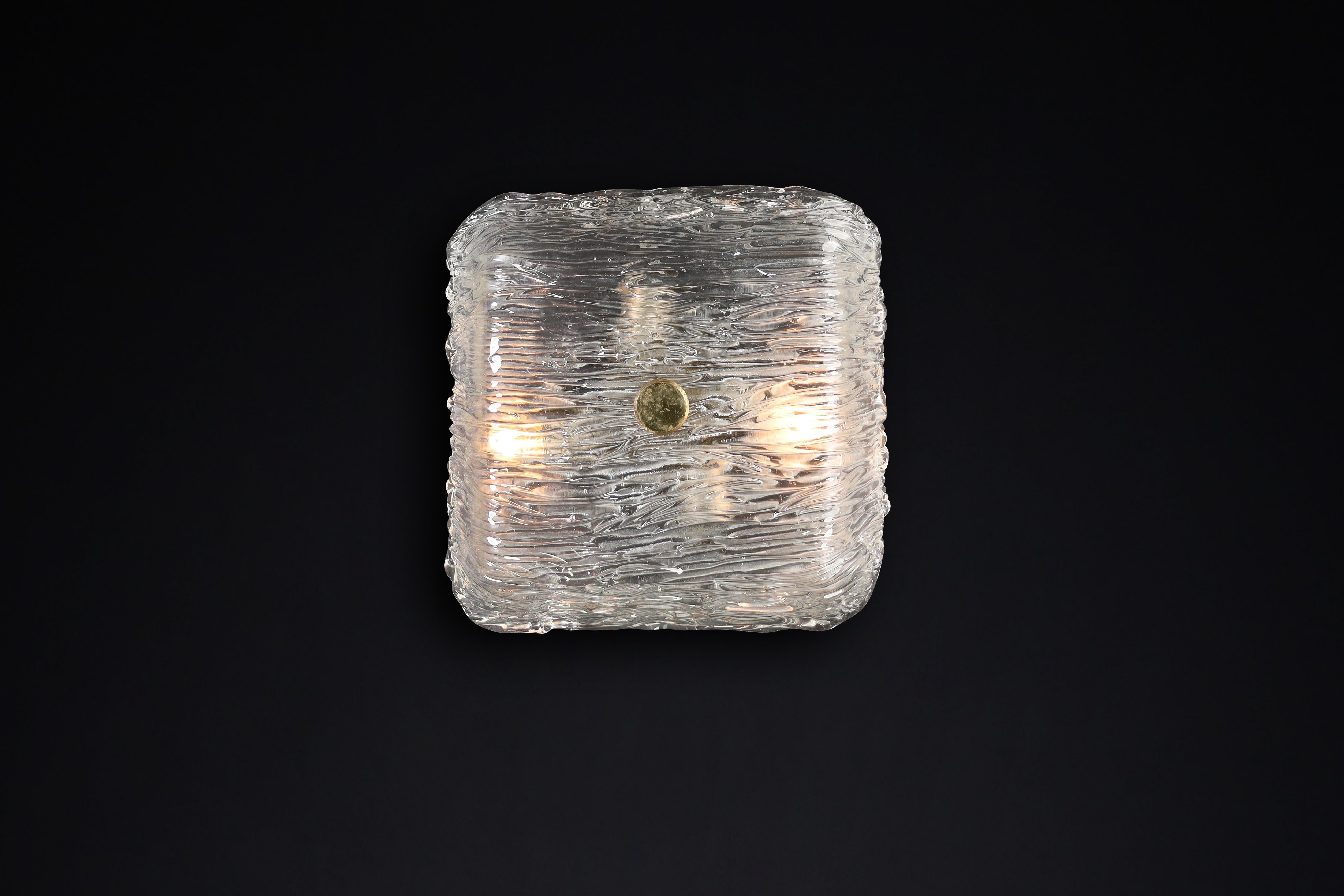 Large Venini Murano Flush Mount Wall lights from the Bambù series,  Italy 1950 For Sale 1