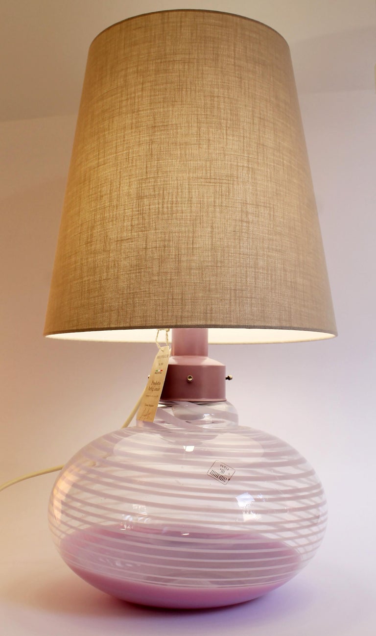 Cotton Large VENINI Murano glass table lampshade (66x33x33cm) Italy, 1960s. Rare find! For Sale