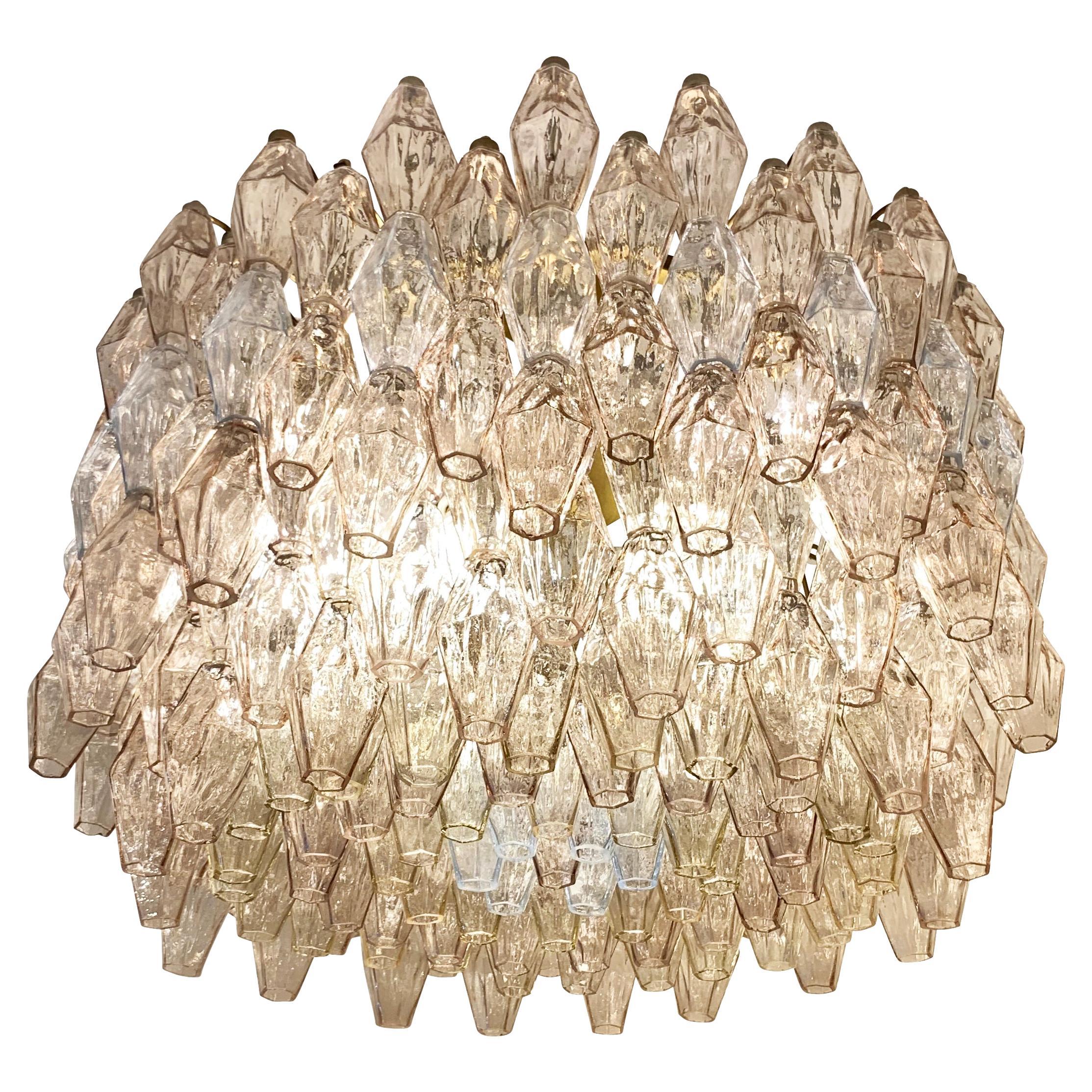 Large Venini Poliedri Chandelier, Italy, 1960s For Sale