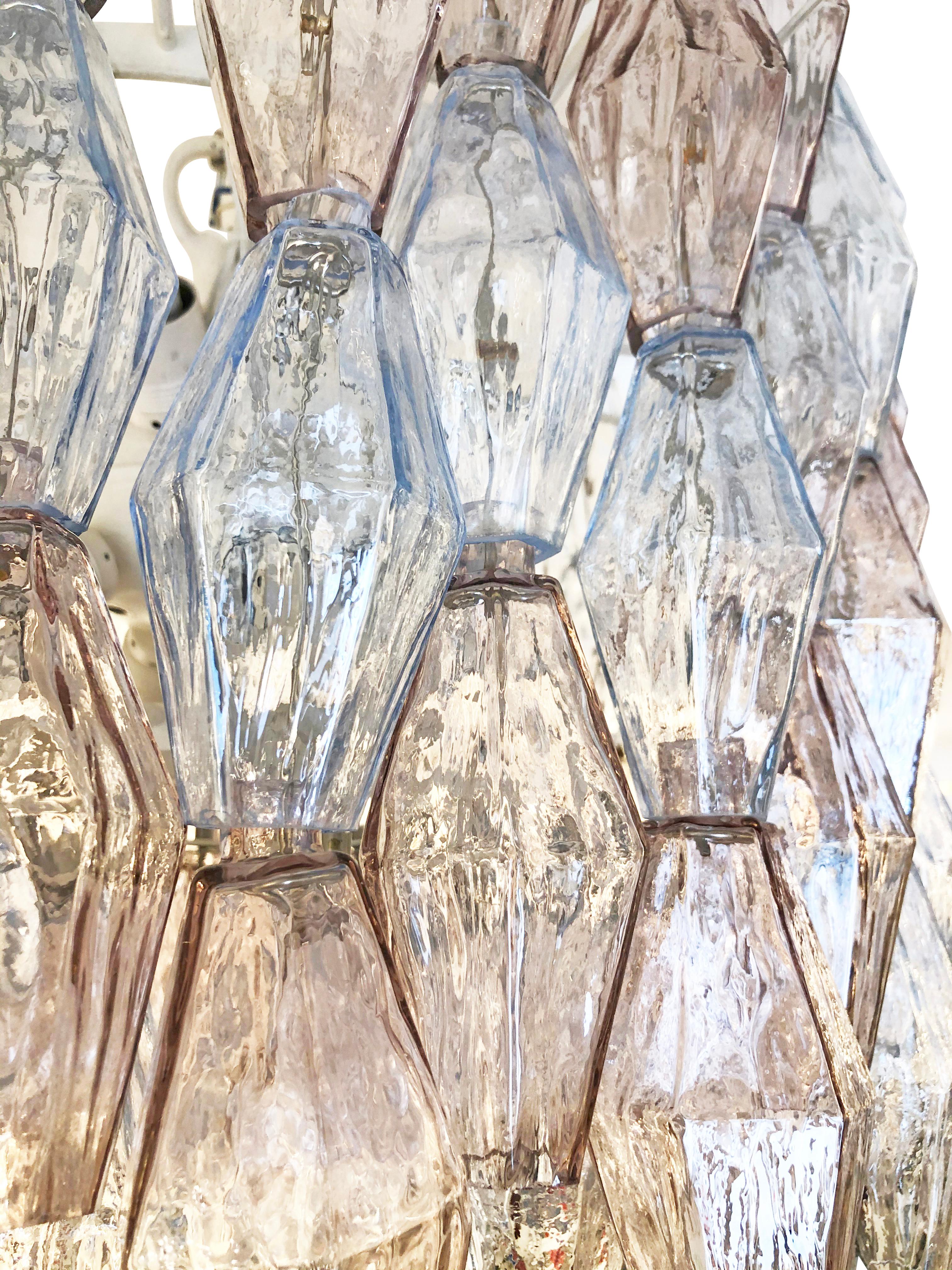 Mid-Century Modern Large Venini Poliedri Murano Glass Chandelier