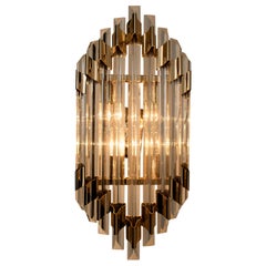 Large Venini Style Murano Glass and Brass Sconce Flushmount, Italy