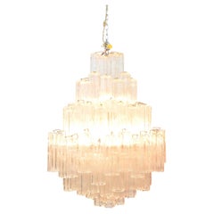 Large Venini Style Tronchi Chandelier, Murano Glass, Italy, 1970s