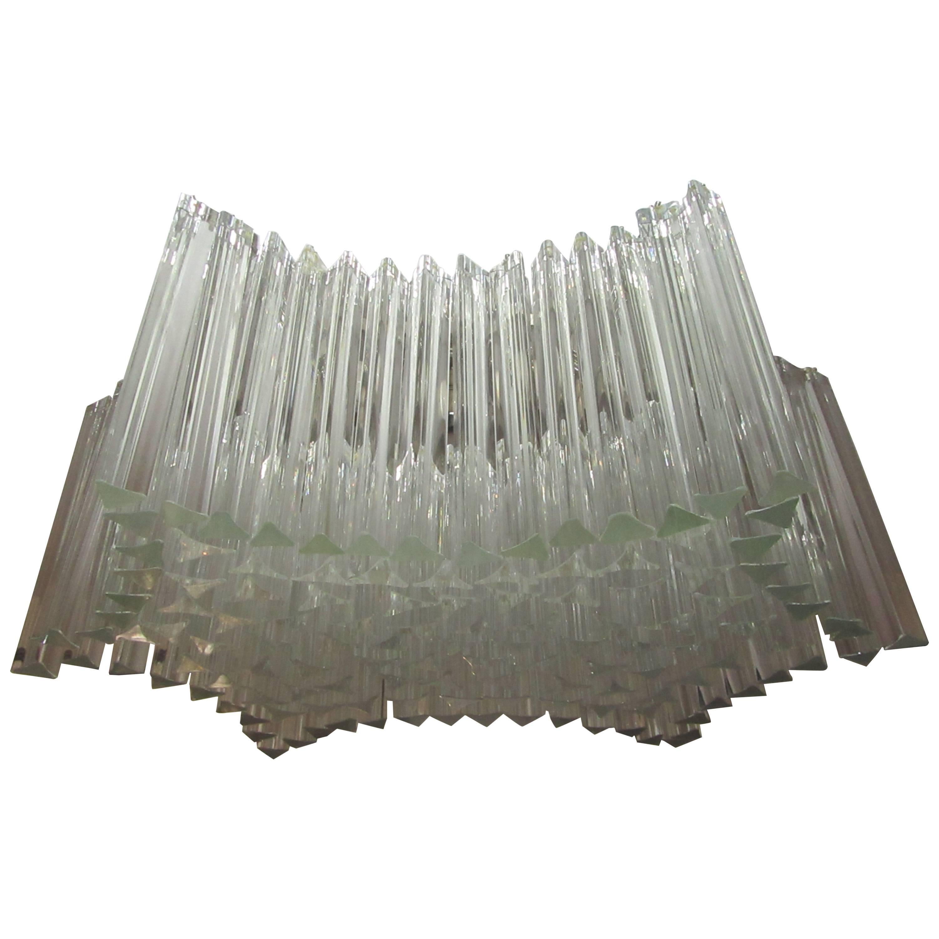 Large Venini Triedri Glass Flush Mount Chandelier For Sale