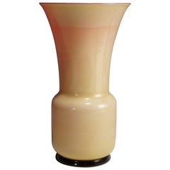 Large Venini Vase Aurato in Pink and Lattimo Glass and Gold Foil