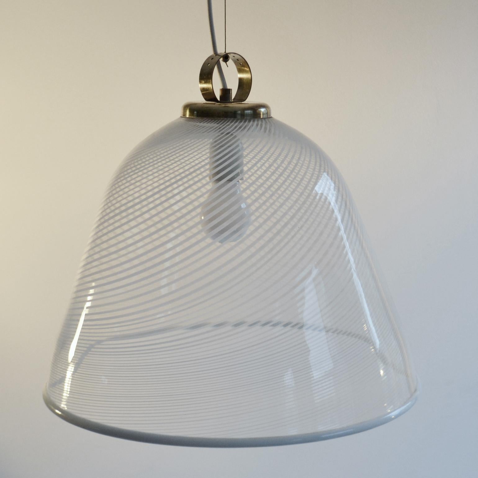 Mid-20th Century Large Vennini 1960s Pendant Reticello Glass Pendant For Sale