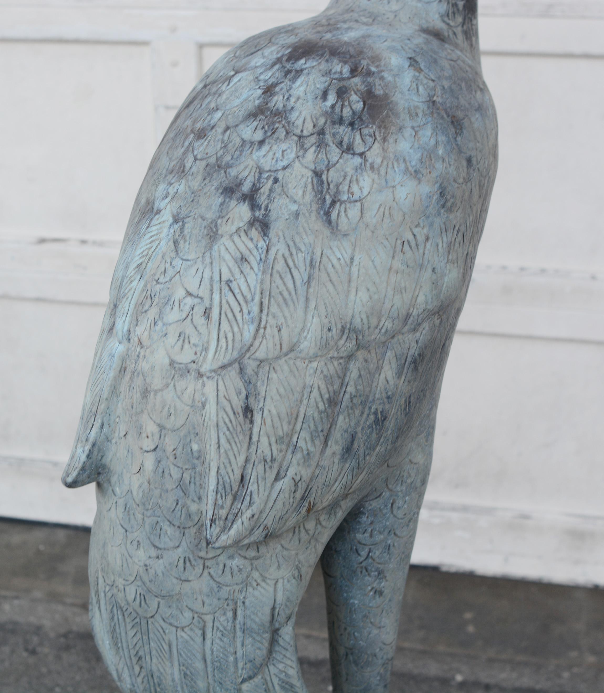 Große große Verdigris-Bronze-Kranen-Skulptur 3