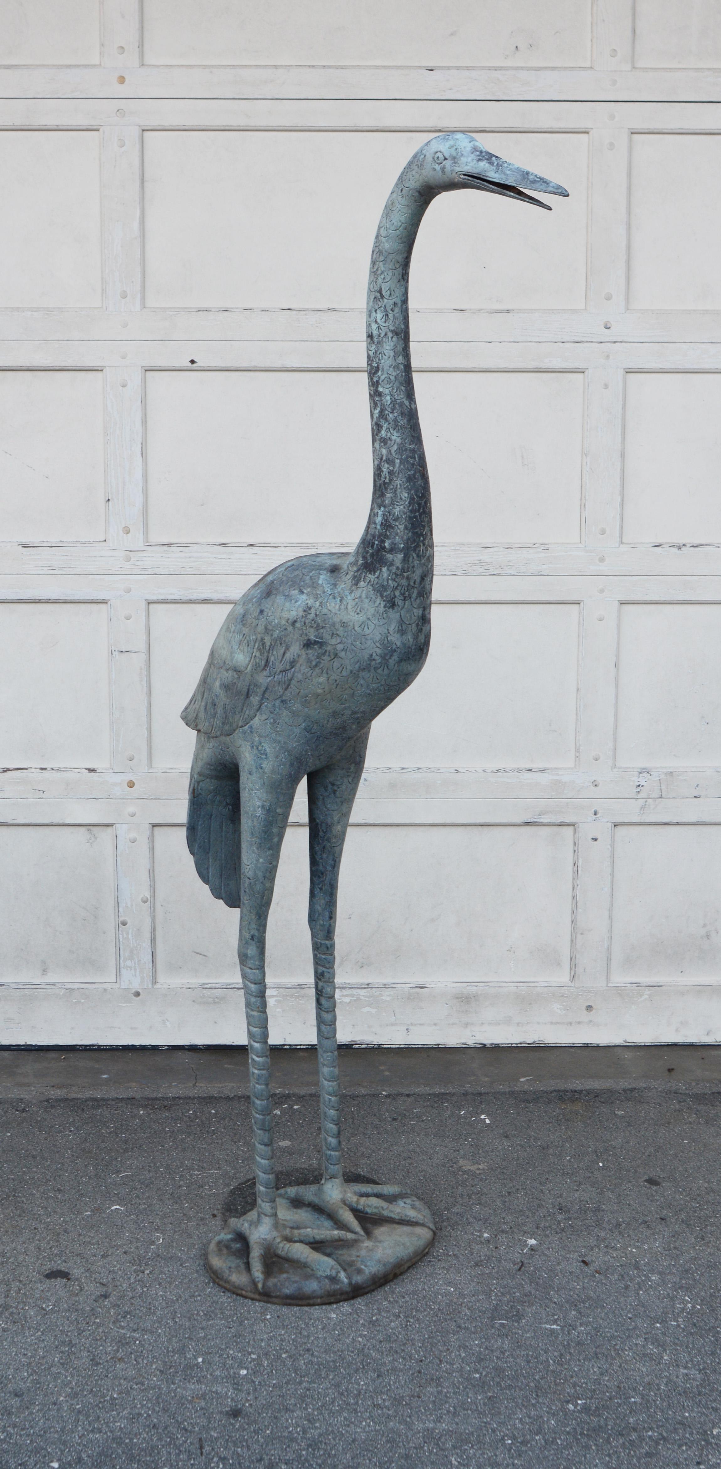 bronze crane statue
