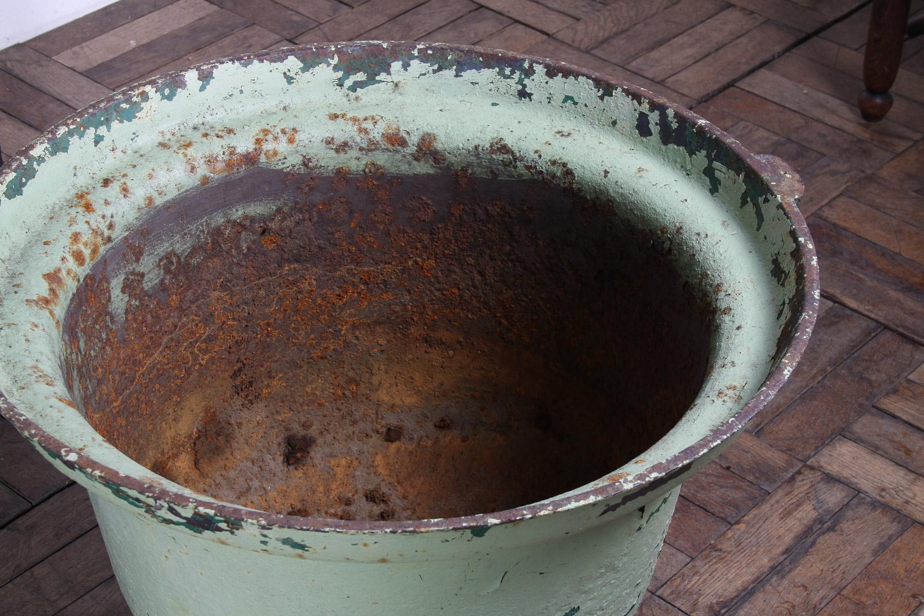 Large Verdigris Copper Green Painted Cast Iron Cauldron Garden Planter Pot For Sale 8