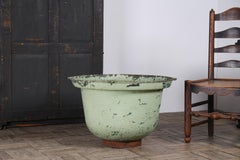 Large Verdigris Copper Green Painted Cast Iron Cauldron Garden Planter Pot