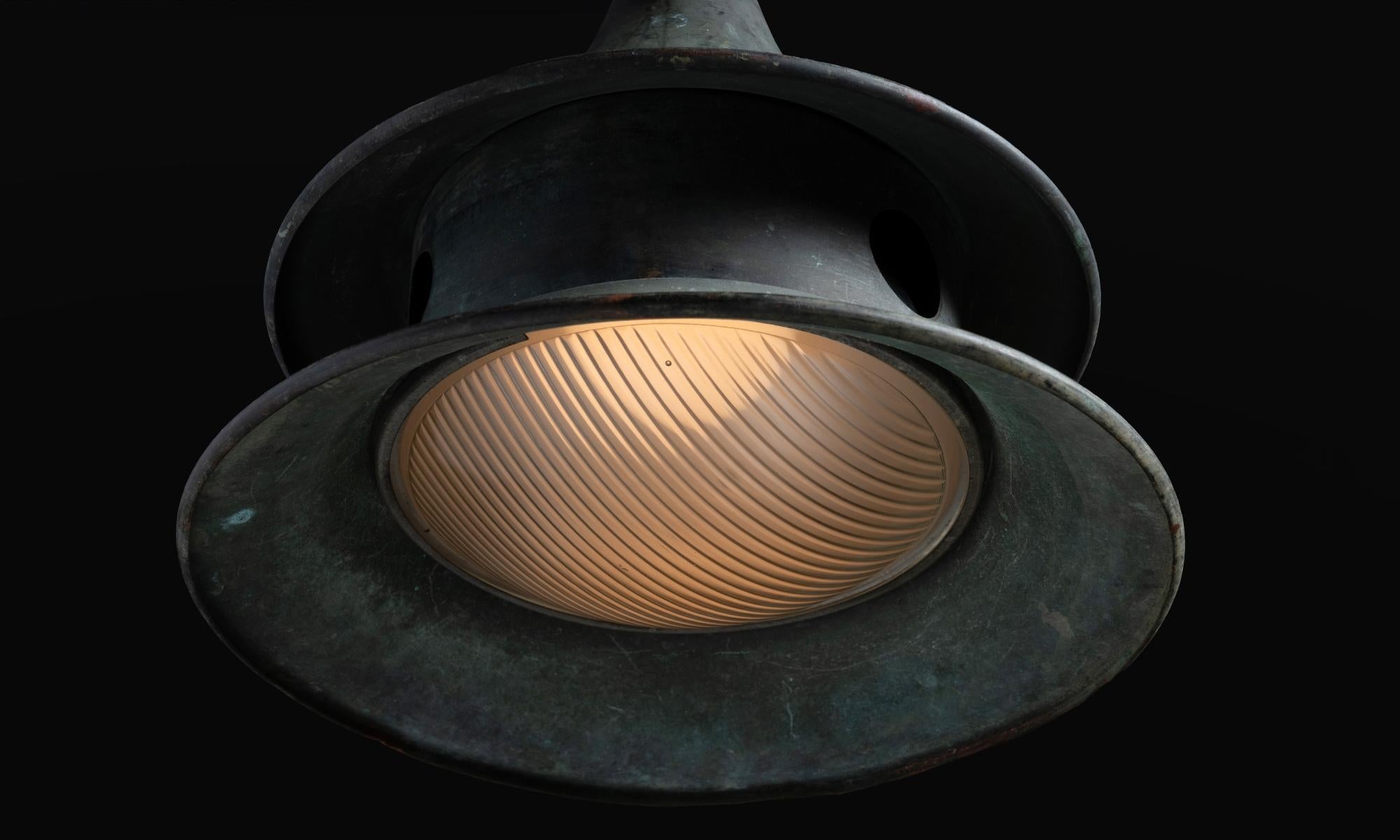 American Large Verdigris Copper Lanterns, America circa 1950