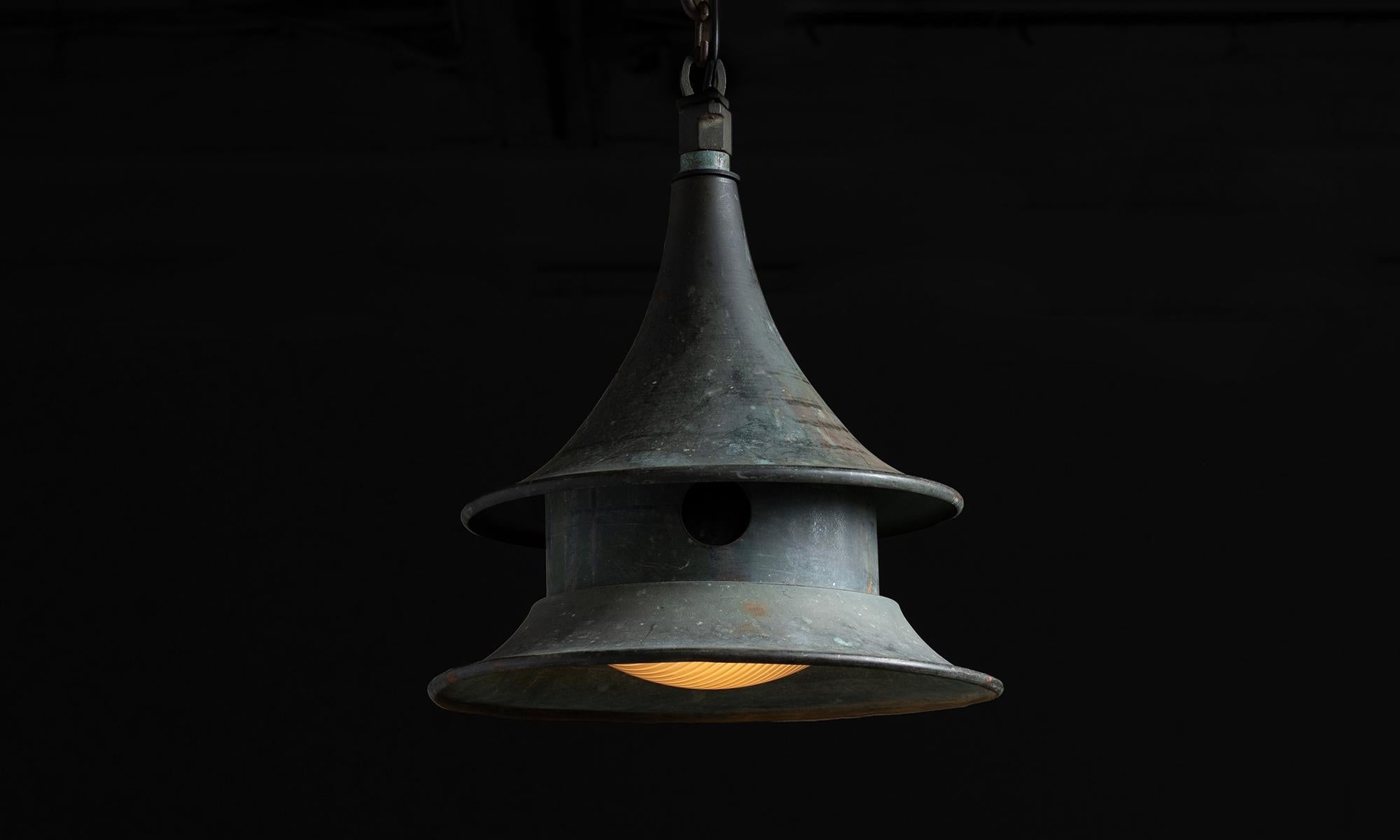 Large Verdigris Copper Lanterns, America circa 1950 1