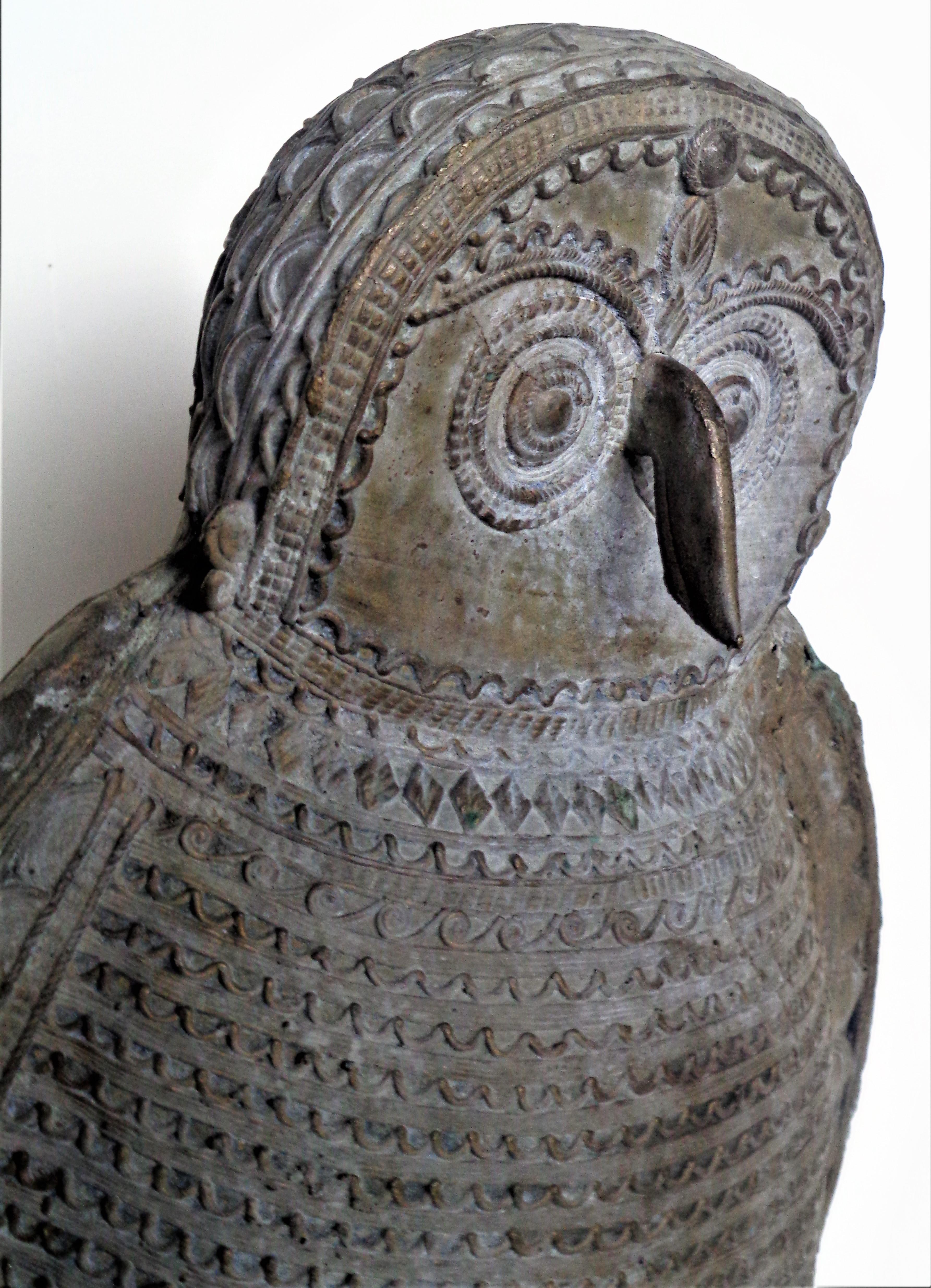 Indian    Large Zinc Metal Owl Sculpture, Circa 1900