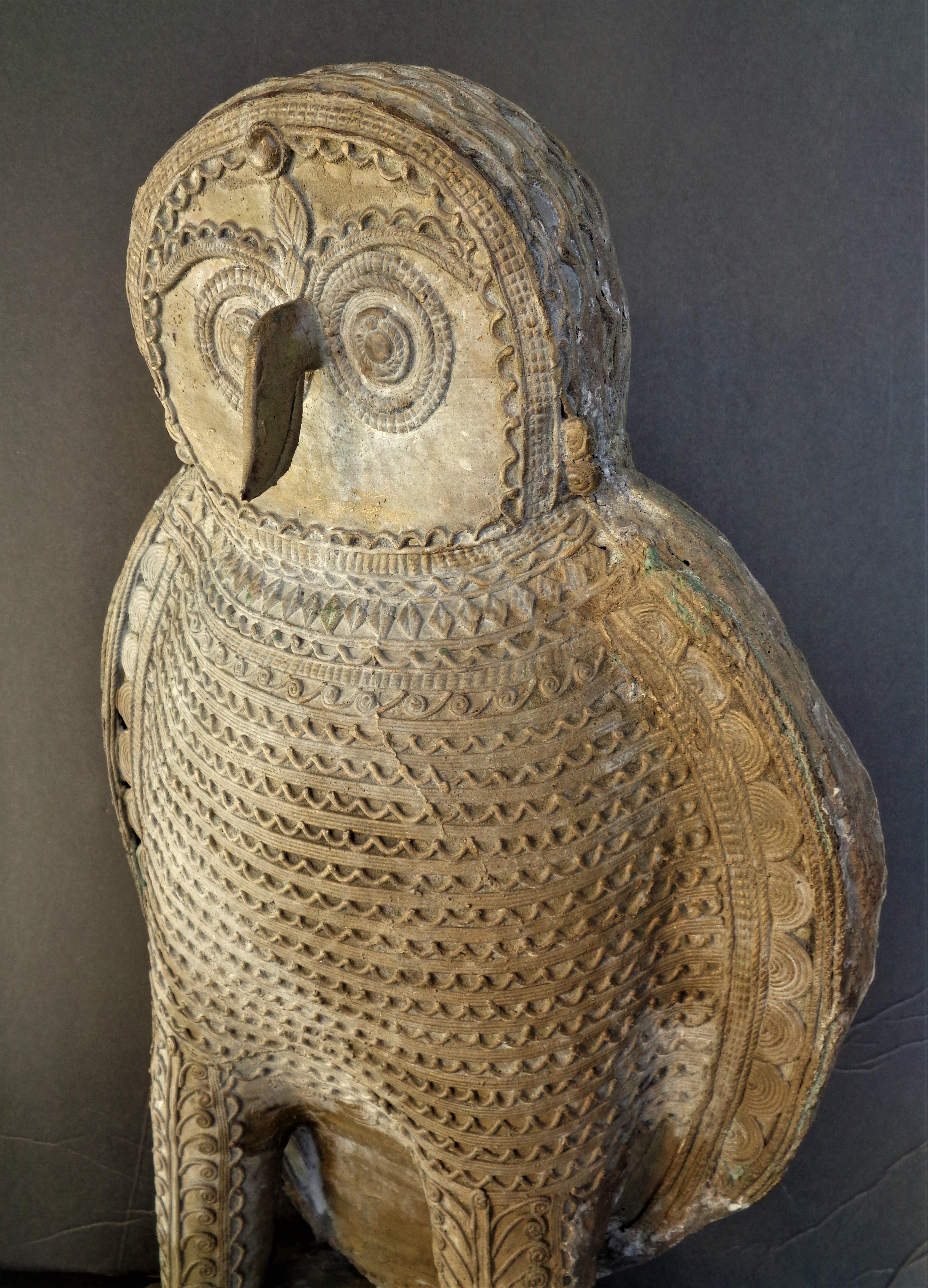 20th Century    Large Zinc Metal Owl Sculpture, Circa 1900